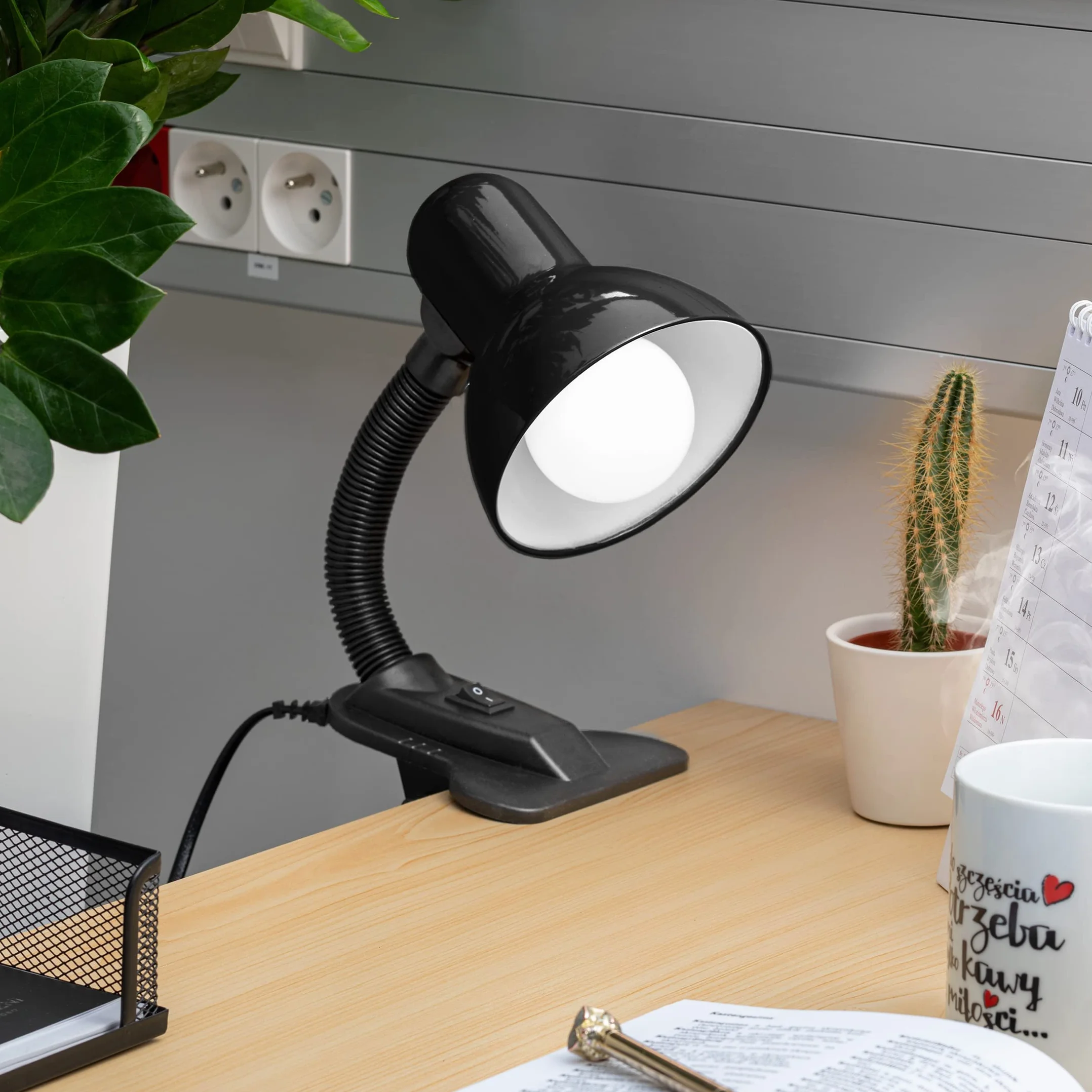 Lampa Biurkowa z Klipsem 40W E27 Stal Tworzywo Czarny