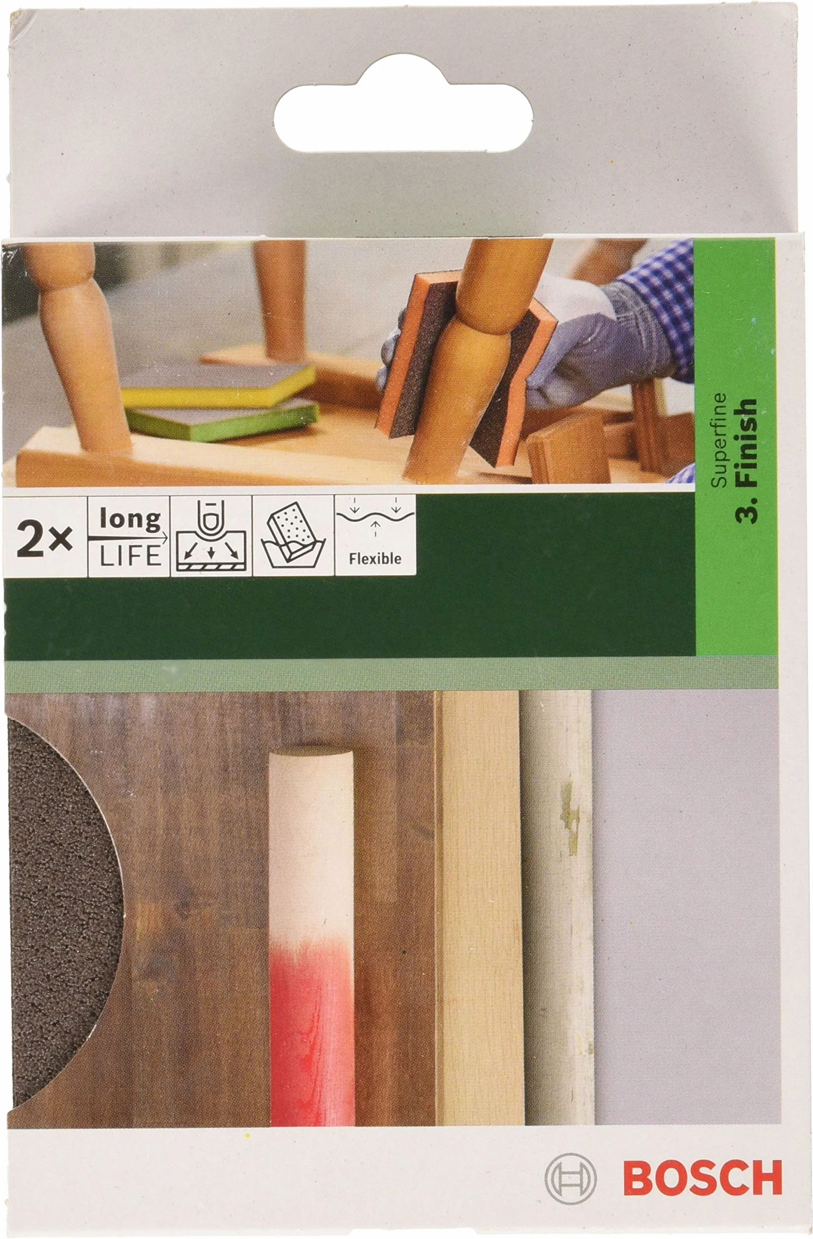 Bosch Professional 3-częściowy zestaw gąbek szlifierskich 69x97x26 mm średnia dokładna superdokładna