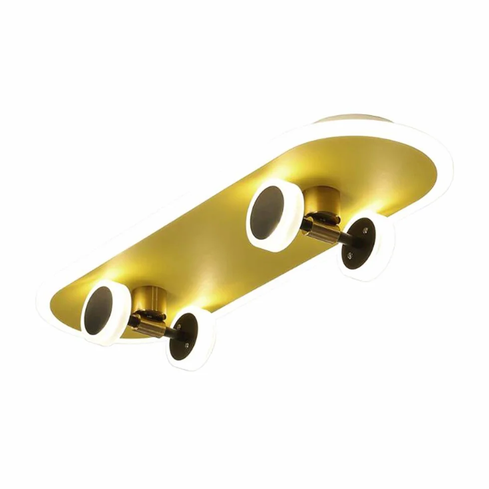 Lampa sufitowa Skateboard, nowoczesna, przyciemniana, LED 32W, akrylowy żyrandol, dla chłopców i dziewczynek