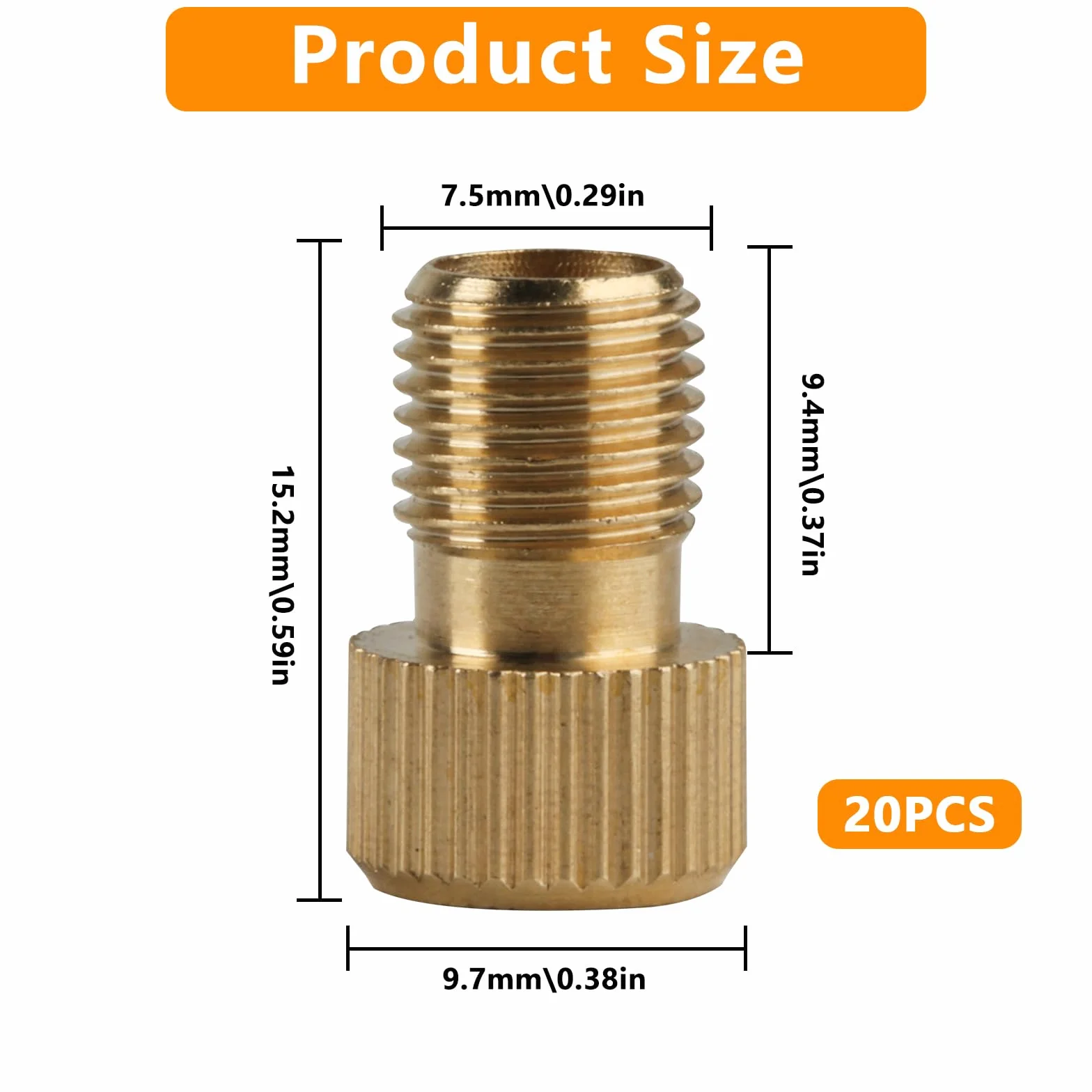Adapter do wentylu francuskiego, rowerowego i samochodowego z pierścieniem uszczelniającym DV SV na AV, 20 sztuk