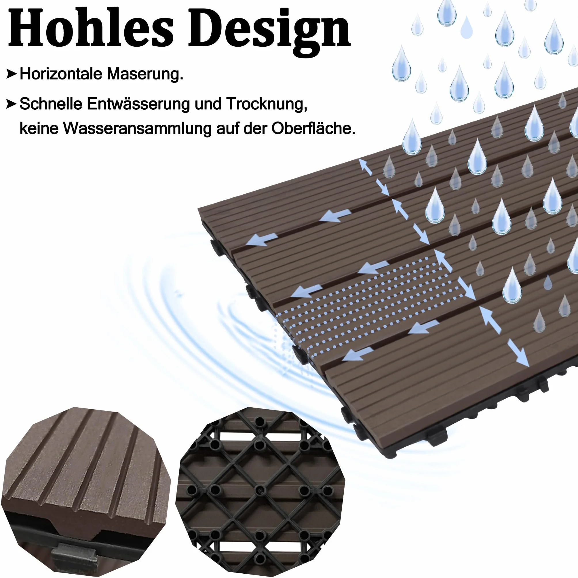 Wykładziny podłogowe na balkon taras WPC płytki o wyglądzie drewna system klikowy 30 x 30 cm 55 sztuk