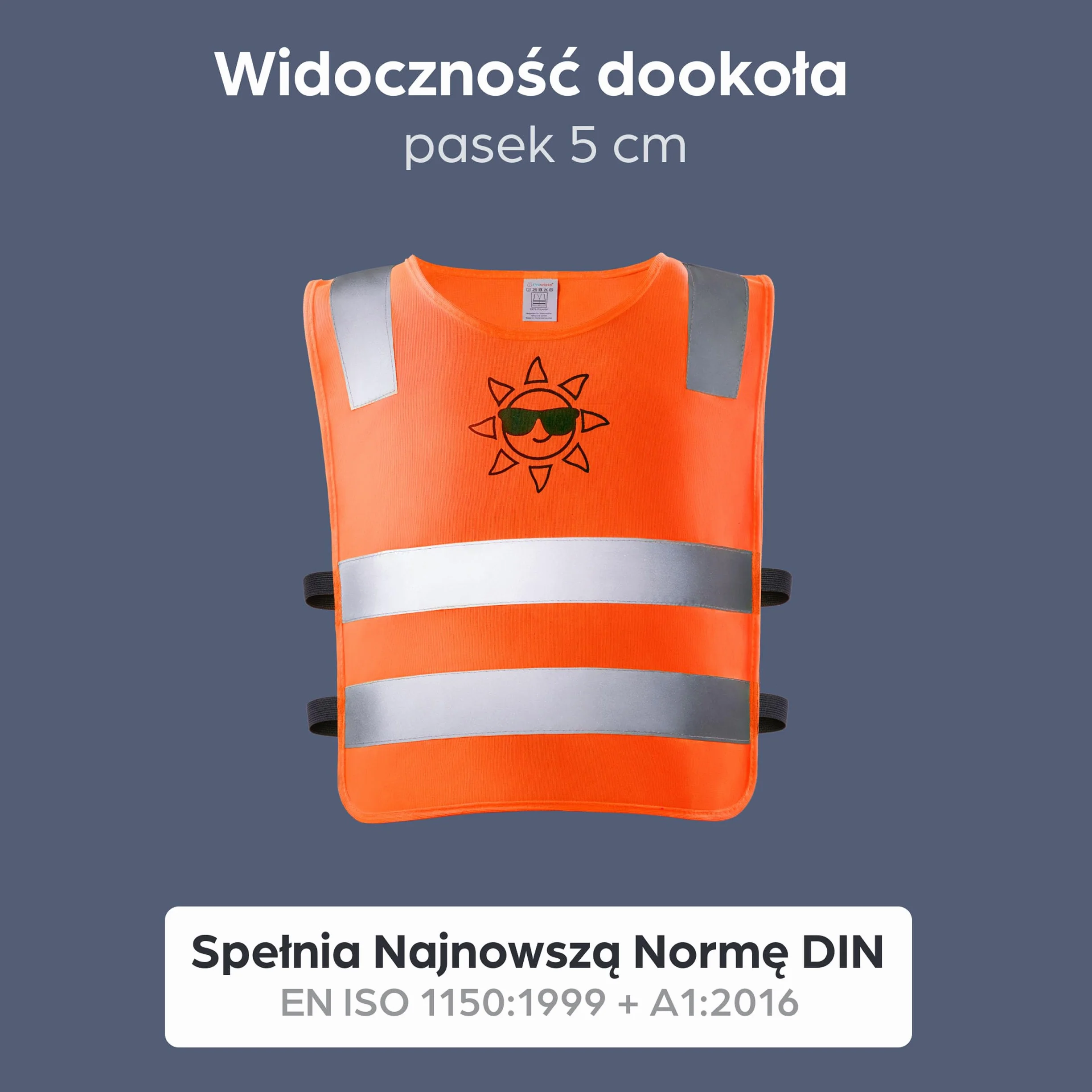 Dziecięce kamizelki ostrzegawcze pomarańczowe oddychające uniwersalny