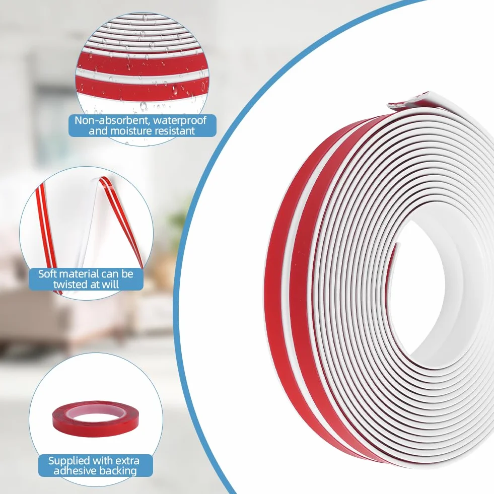 Flintronic Samoprzylepna Miękka Listwa Przypodłogowa PVC 20 mm 6M Składana Wodoodporna Dekoracyjna