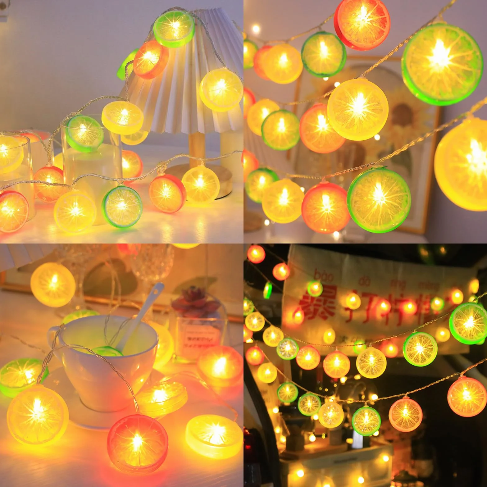 ENLACE Łańcuch świetlny z cytrynami 1,5 m 10 diod LED plasterek cytryny limonki pomarańczy światło cytrynowe na taras