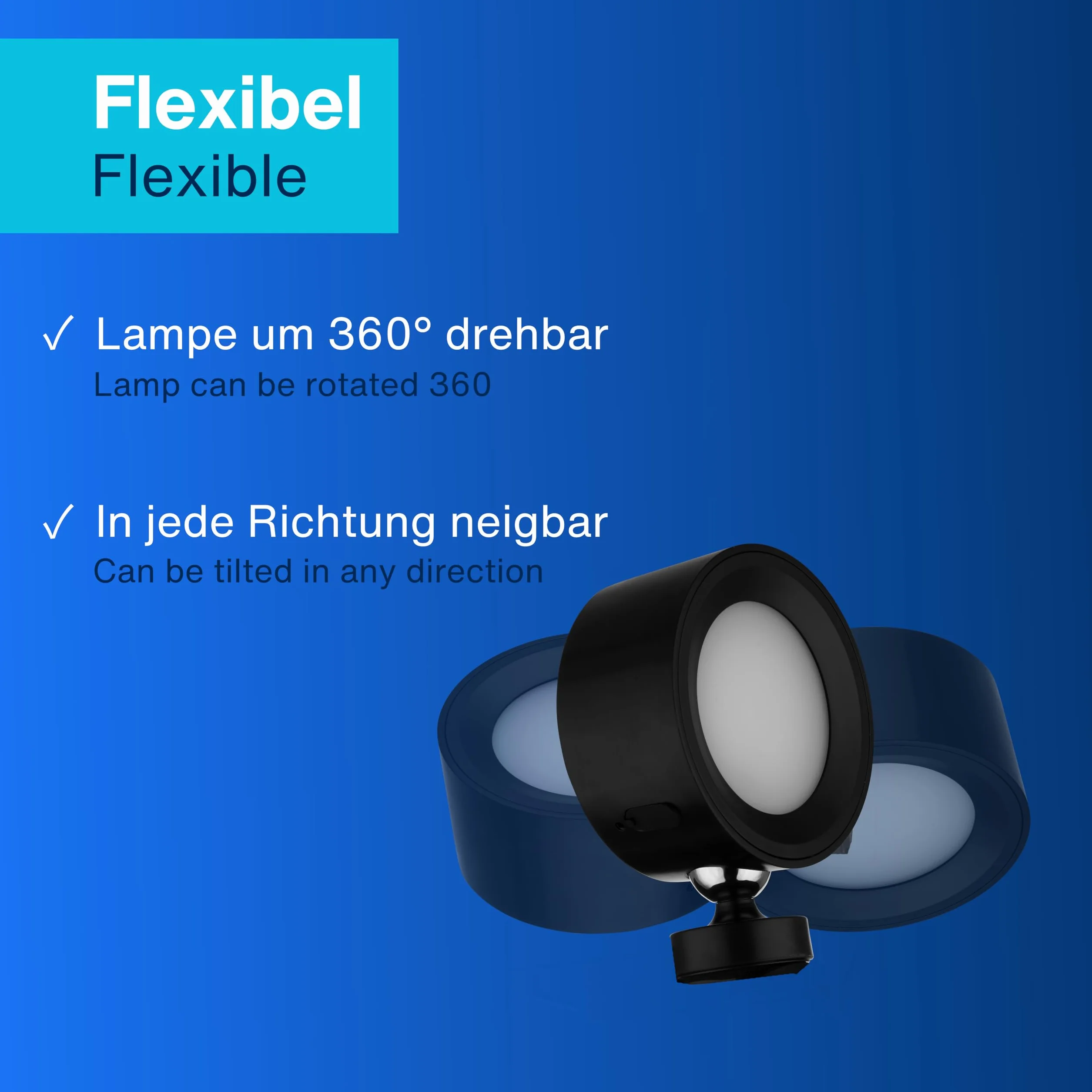 REV Lampa zaciskowa LED 150 lm ściemnialna 360° czarna