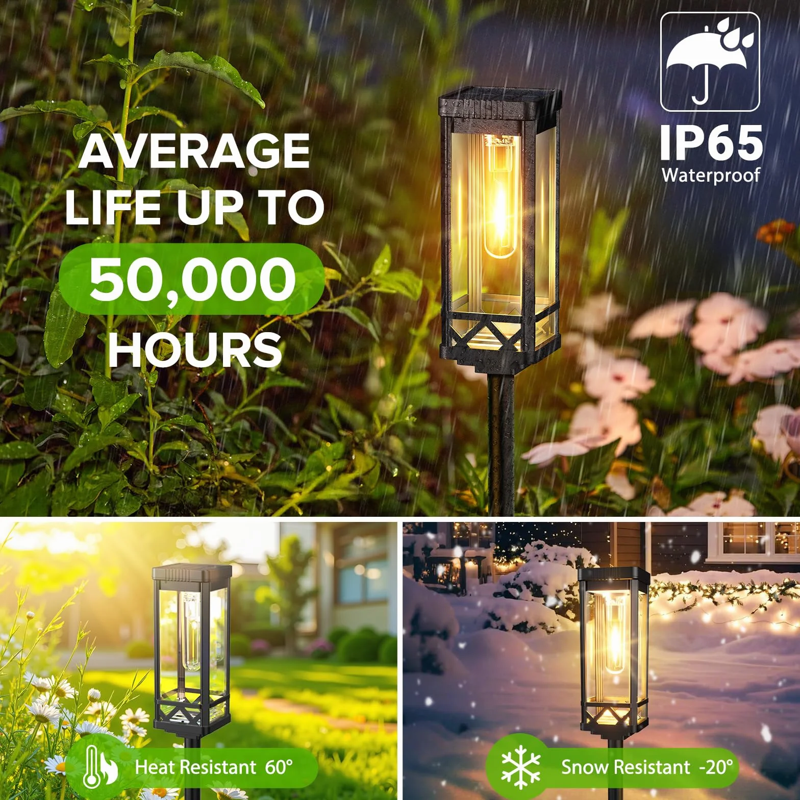BUCASA Duże lampy solarne zewnętrzne 8 sztuk 1000 mAh IP65 wodoodporne