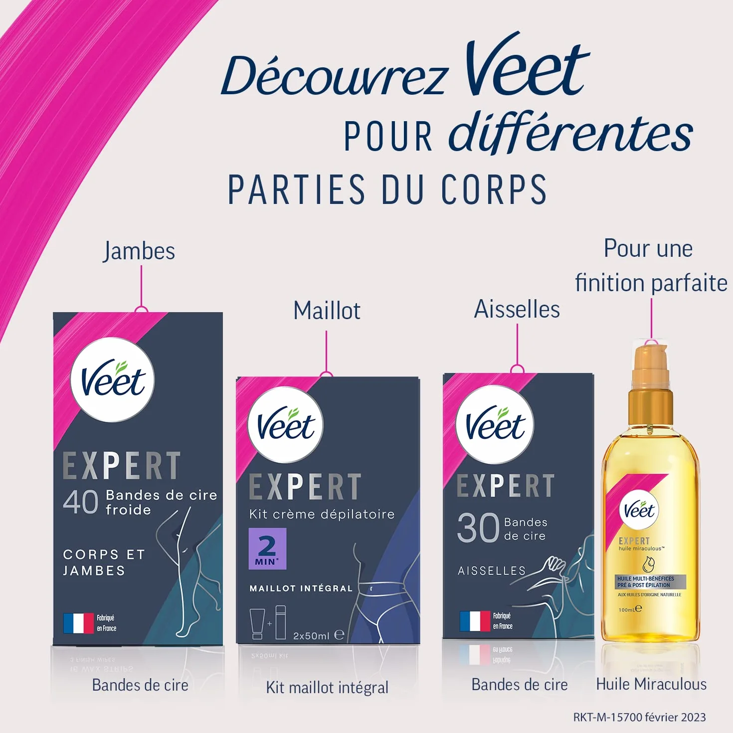 Veet EXPERT - 20 pasków wosku zimnego do twarzy - Skóra wrażliwa - Idealne wykończenie - Długotrwała depilacja