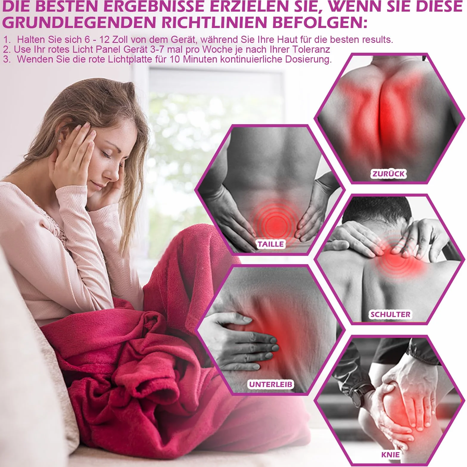 Lampa z czerwonym światłem 660 nm 850 nm 4 głowice 5 trybów ściemniania timer stojak terapia światłem