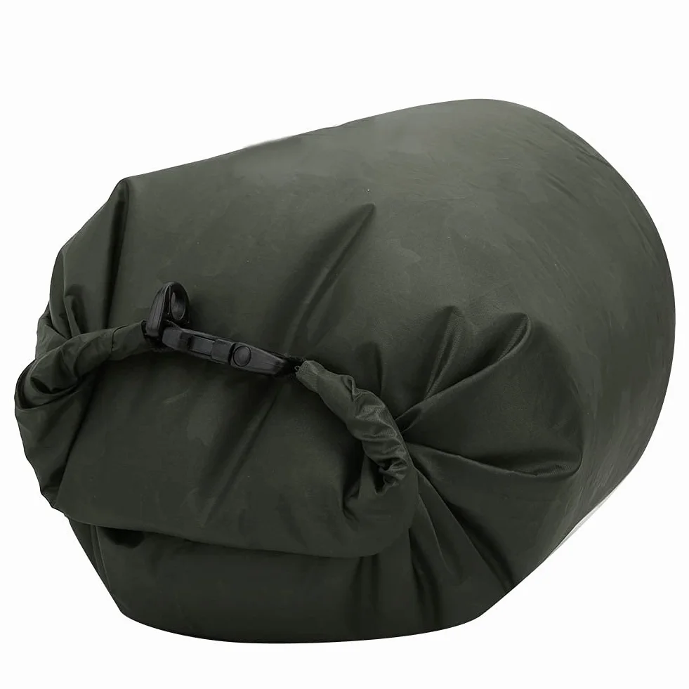 Alomejor PVC Outdoor składana wodoszczelna torba do przechowywania na kemping, wędrówki, plażę, z klamrą do wspinaczki górskiej, Nadruk w kolorze zielonym, 5 l