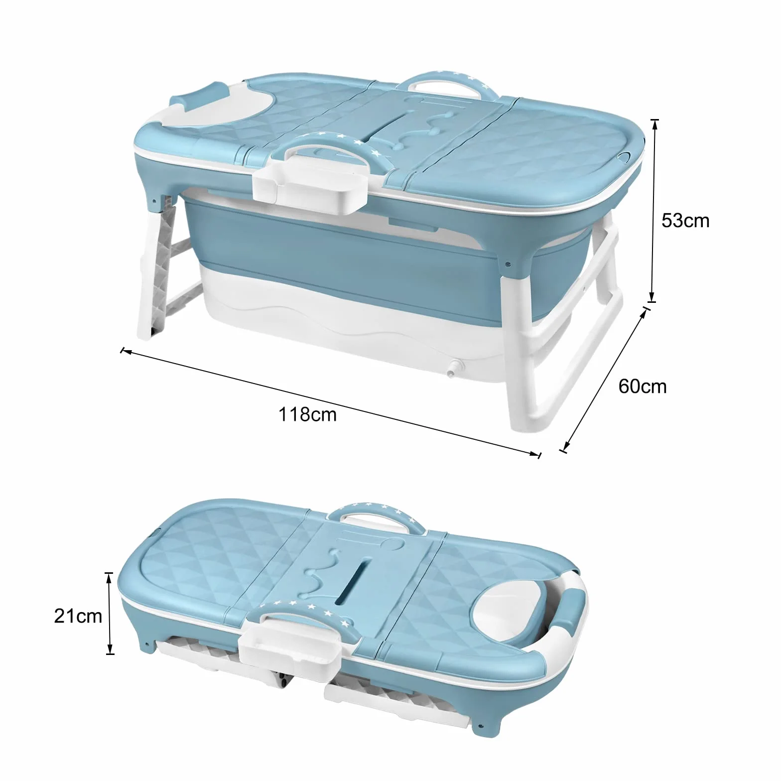Aufun Składana wanna XL 112x62x52 cm z pokrywą rolkami masażu