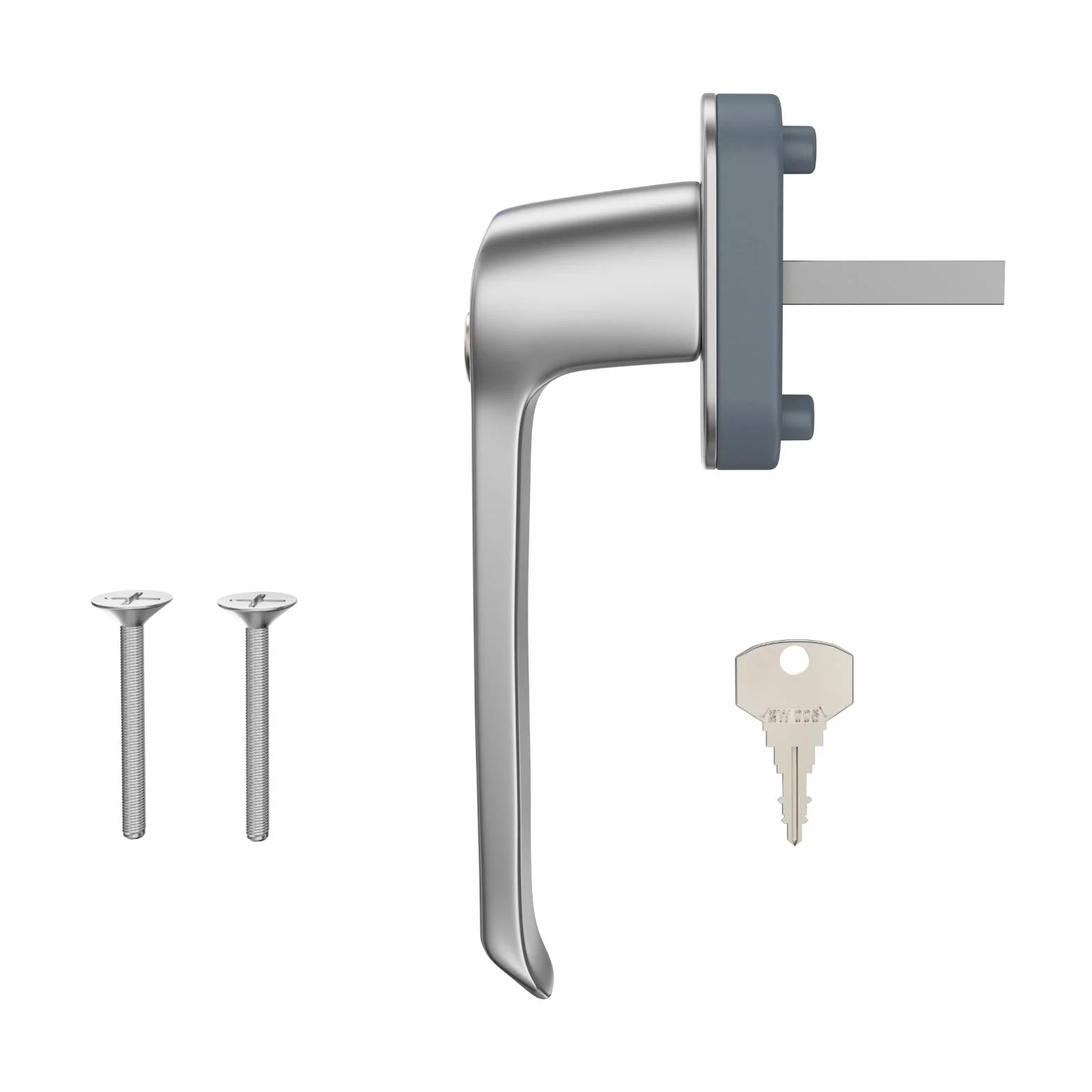 SCHÜCO VarioTec klamka okienna zamykana aluminium srebrny stal nierdzewna uchwyt do okien z tworzywa sztucznego z kluczem kwadrat 37 mm Corona