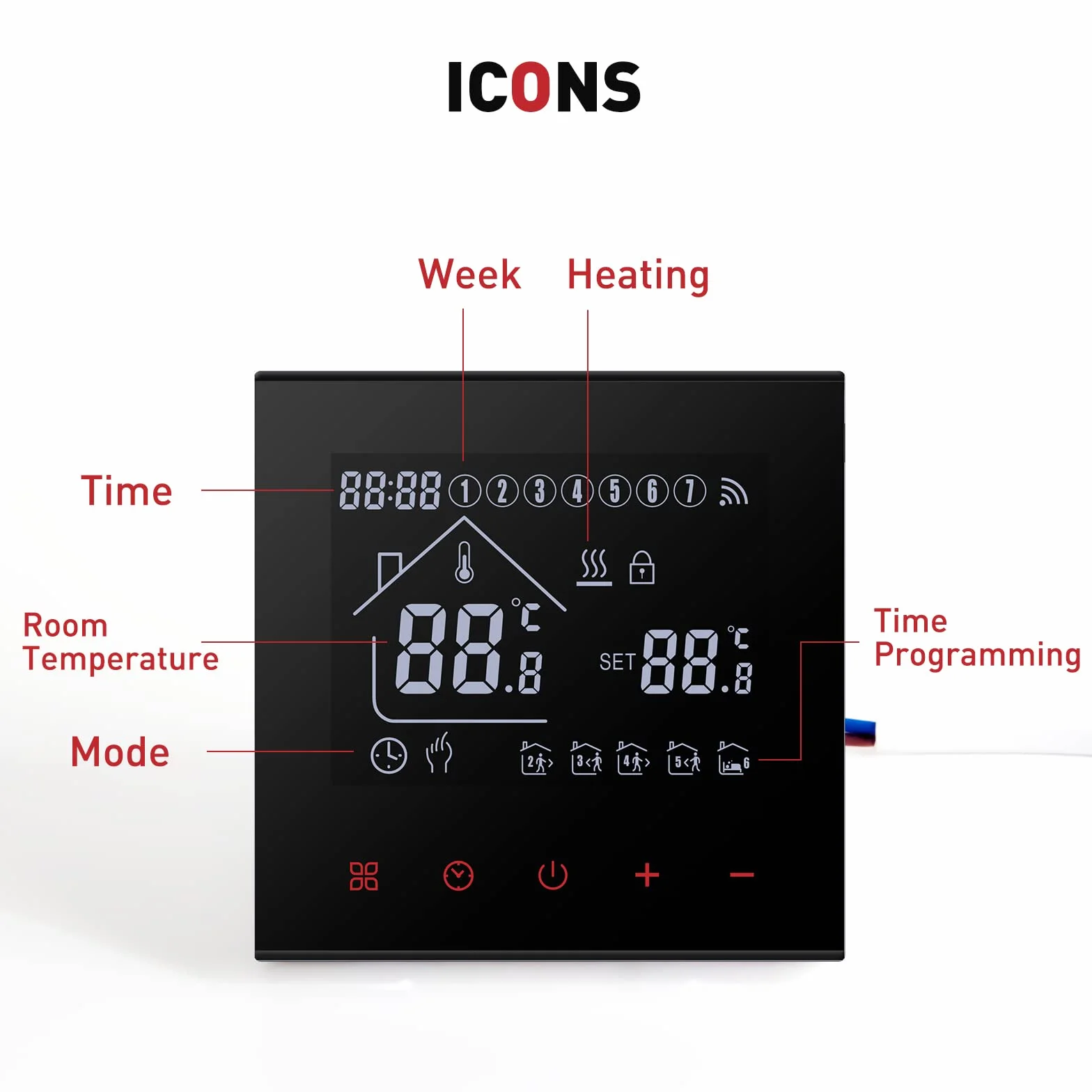 Beok Smart Termostat Do Ogrzewania - Programowalny, Elektryczny, WiFi, Pokojowy, Z Czujnikiem, Regulator Temperatury 230V, Kompatybilny Z Alexa, 16A TDR89B-WIFI-EP, Czarny