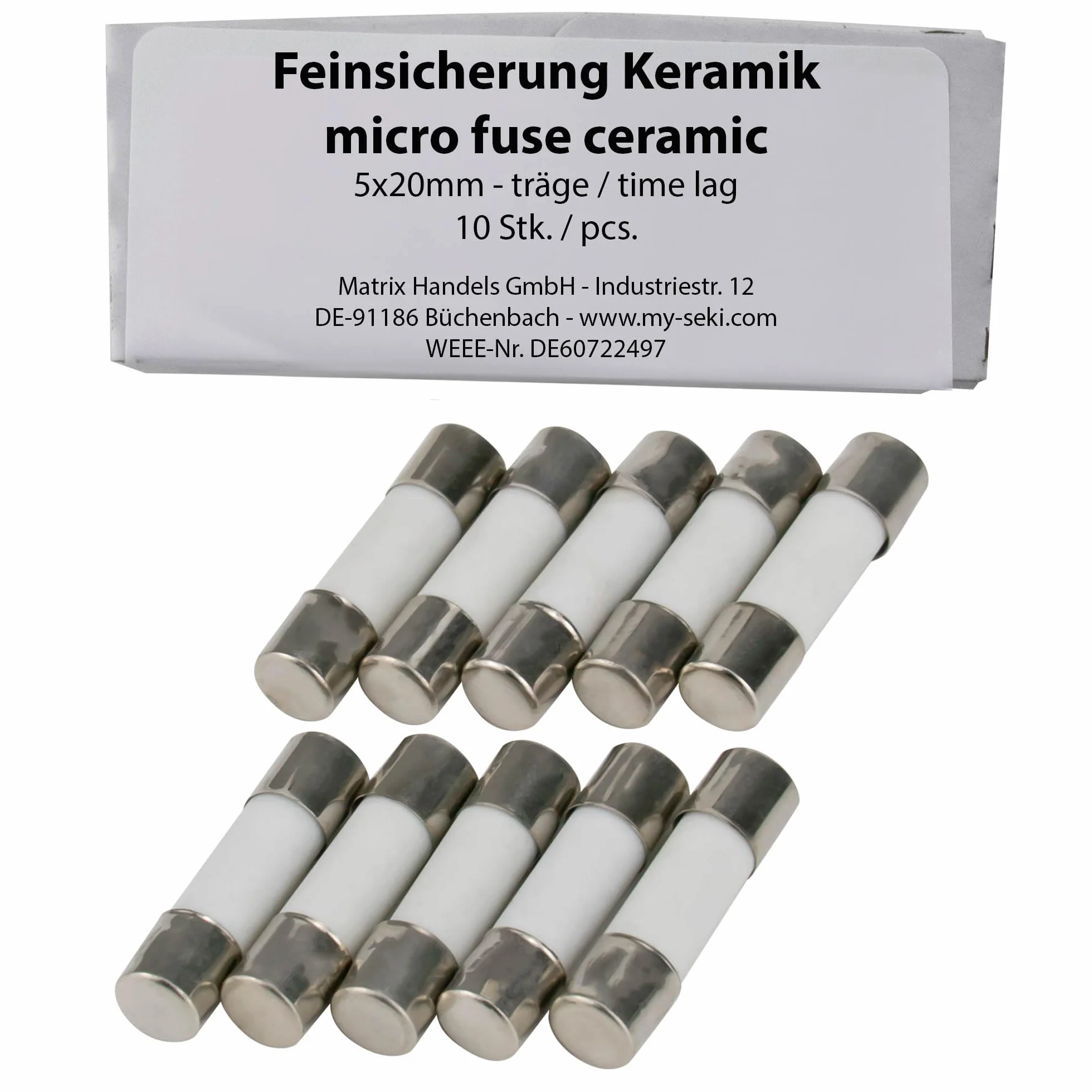 SeKi bezpiecznik ceramiczny 16 A, 5 x 20 mm, szklany 250 V