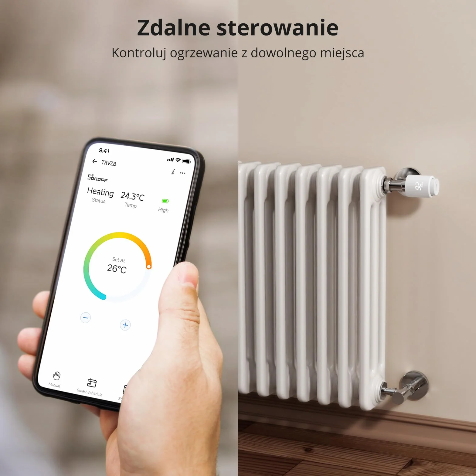 SONOFF Zigbee Inteligentna głowica termostatyczna do zaworu grzejnika 1 szt. Regulator temperatury, wyświetlacz LED
