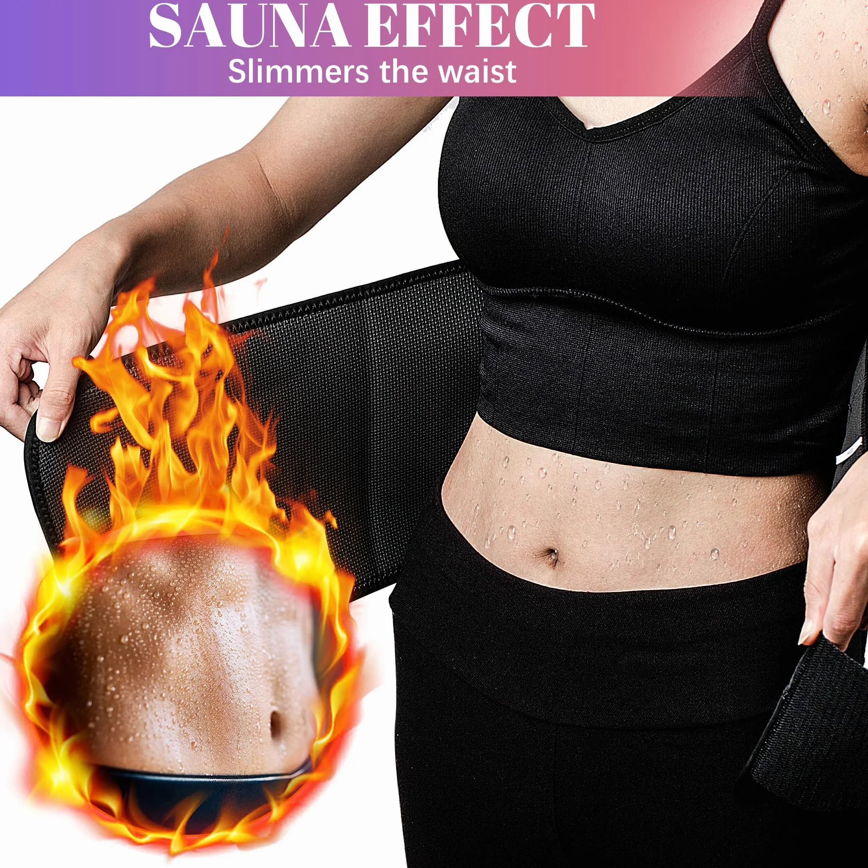 Pas do pocenia się, LUZOON dla mężczyzn i kobiet neoprenowy pas brzuszny fitness sauna regulowany pas wyszczuplający