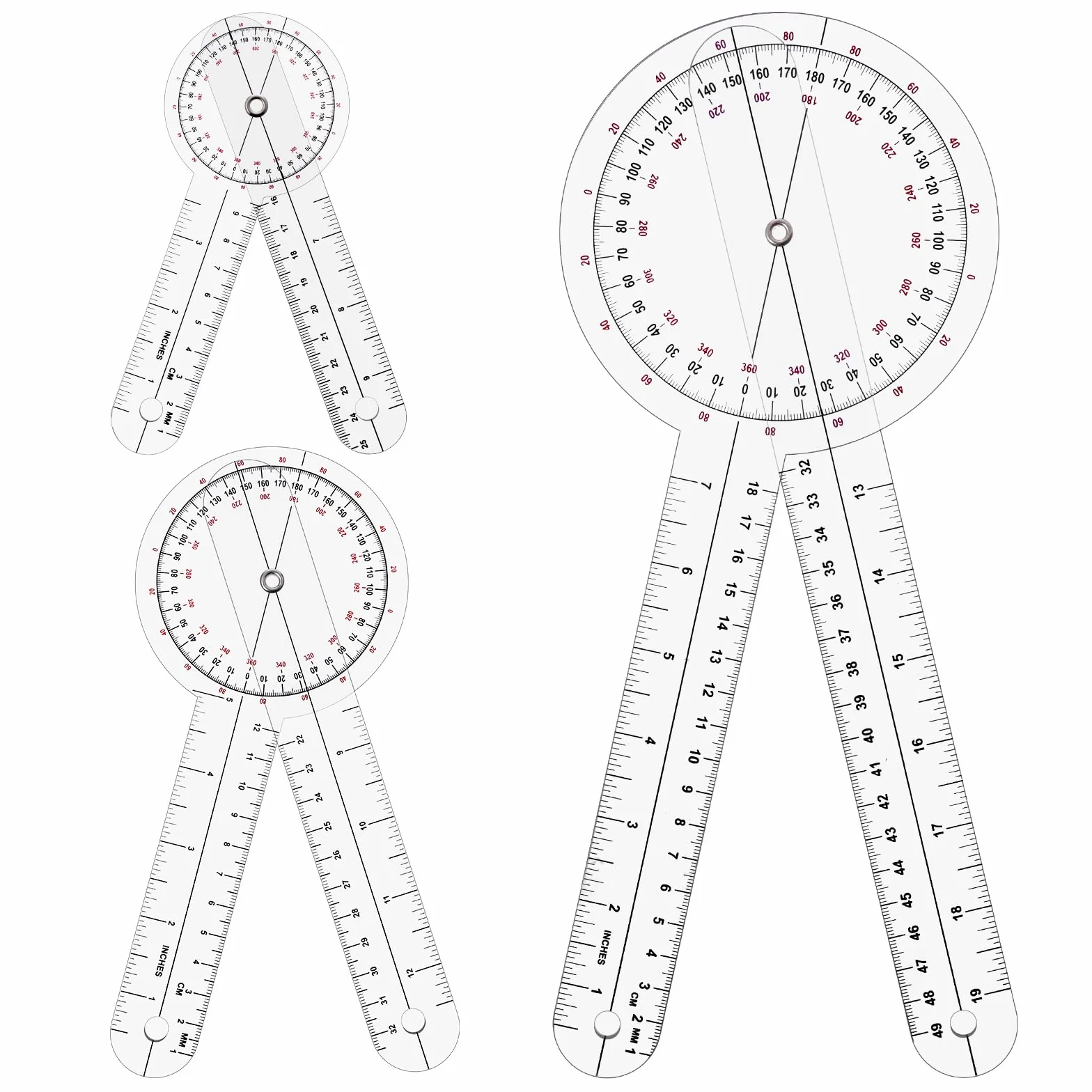 Precyzyjny goniometr składany 360 stopni 15/20.3 cm do fizjoterapii