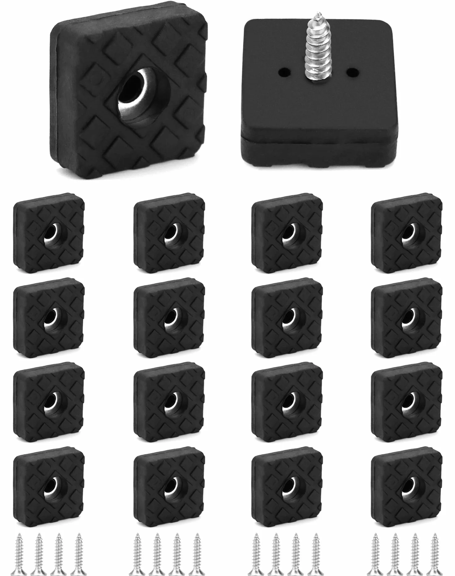 QWORK® 18 szt. Kwadratowe gumowe nóżki antypoślizgowe 22*22*8mm