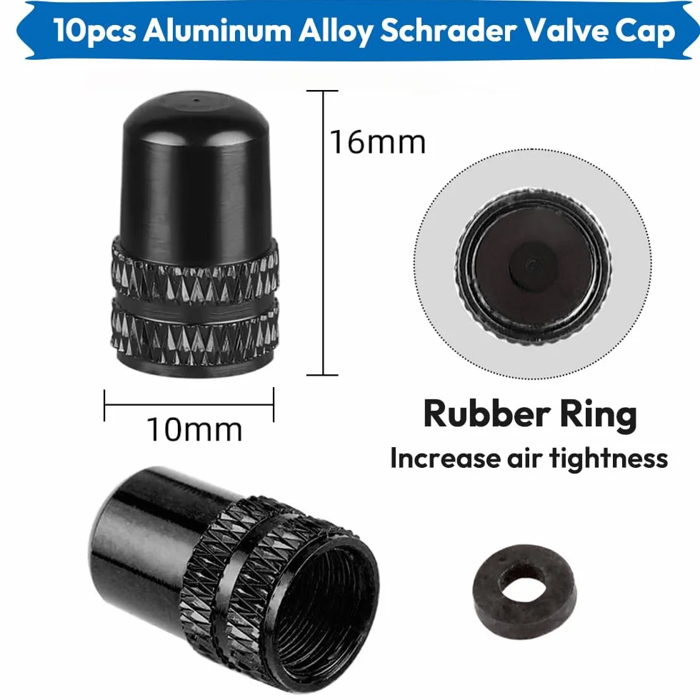Adapter mosiężny do wentyli Presta + 10 sztuk nakrętek na wentyle Schradera, wentyl samochodowy AV, zestaw adapterów do wentyli rowerowych, adapter do wentyli francuskich