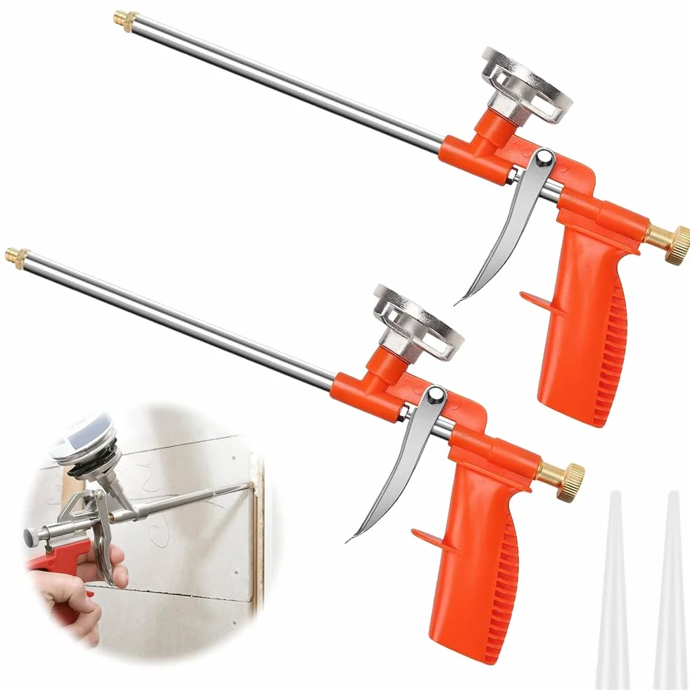 Pistolet piankowy, 2 sztuki, z ergonomicznym uchwytem z tworzywa sztucznego, metalowy