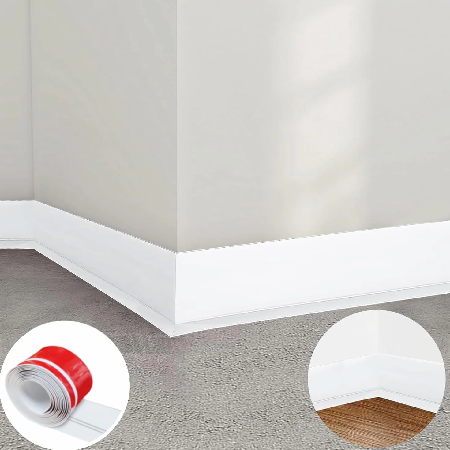 Miękka listwa przypodłogowa samoprzylepna, 20 x 60 mm x 10 m, samoprzylepna listwa przypodłogowa do kuchni i łazienki, miękka samoprzylepna listwa wykończeniowa z PVC, elastyczna listwa przypodłogowa