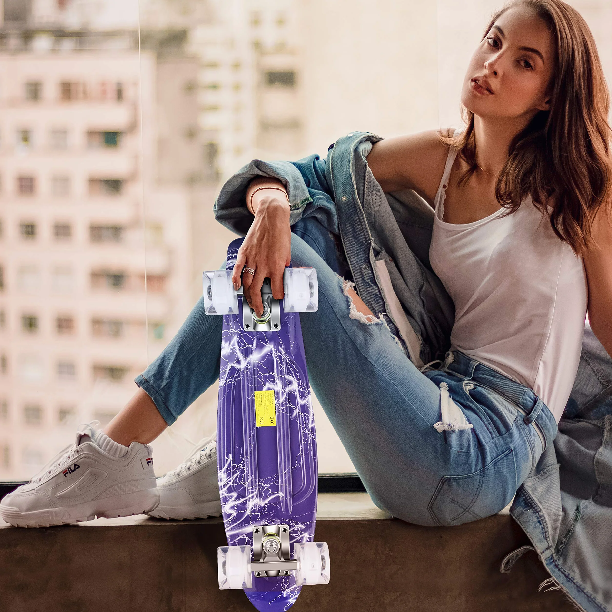 WeSkate deskorolka dla początkujących 22" kompletna mini Cruiser deskorolka plastikowa taca i kółka PU ABEC-9 łożysko dla dorosłych, nastolatków, chłopców, dziewcząt