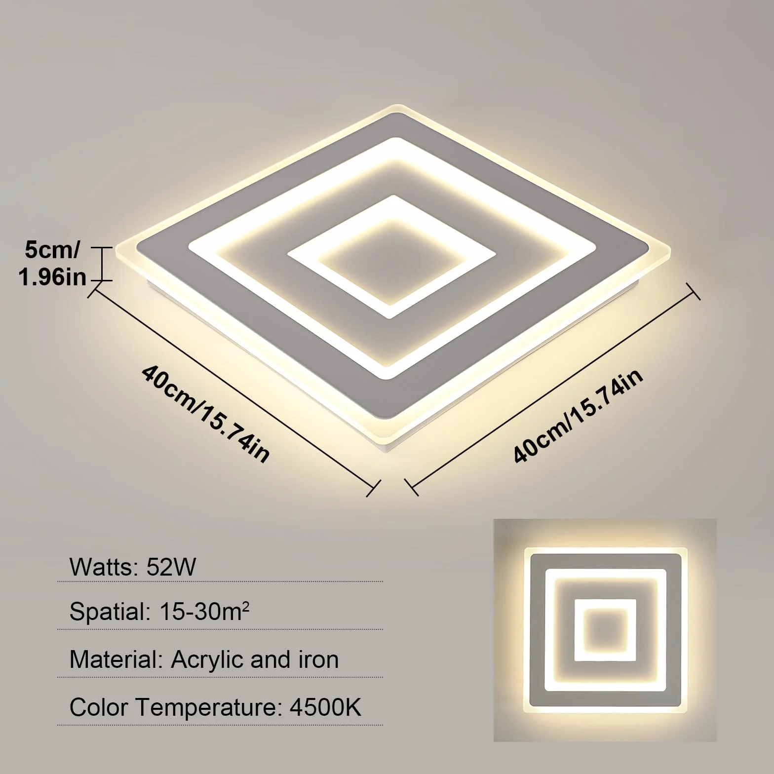 Comely Plafon LED akrylowy biały 40 cm 52W 4000K neutralne światło 220V