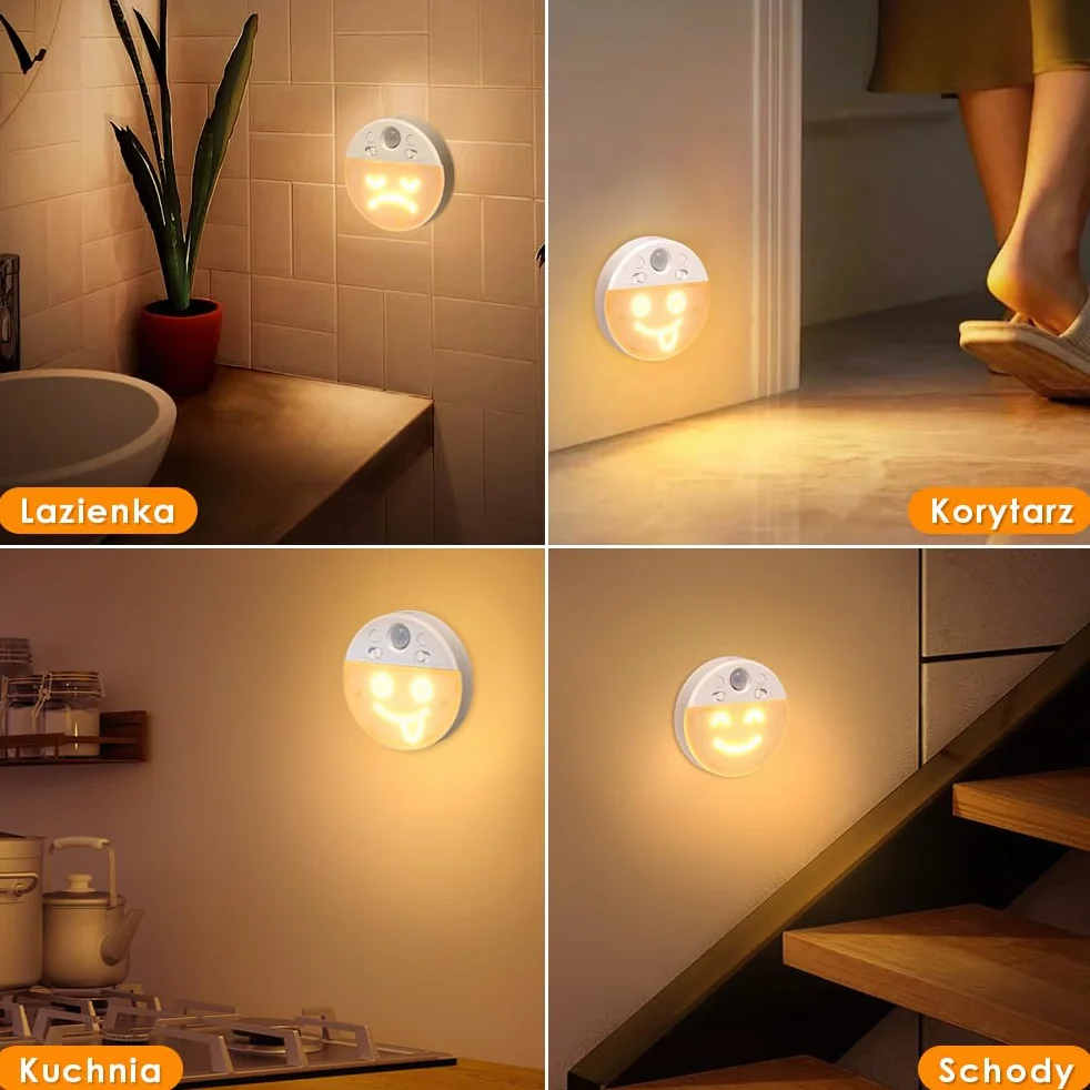 Lampka Nocna z Czujnikiem Ruchu OUSFOT 63 Diody LED Ładowalna 2 Sztuki