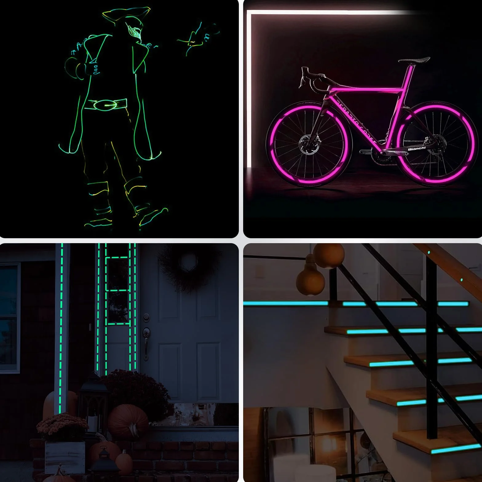 3 sztuki świecącej taśmy klejącej, fluorescencyjna, świecąca taśma ostrzegawcza, wodoodporna, świecąca w nocy, fluorescencyjna taśma neonowa, na schody, ściany i tabliczki wyjściowe