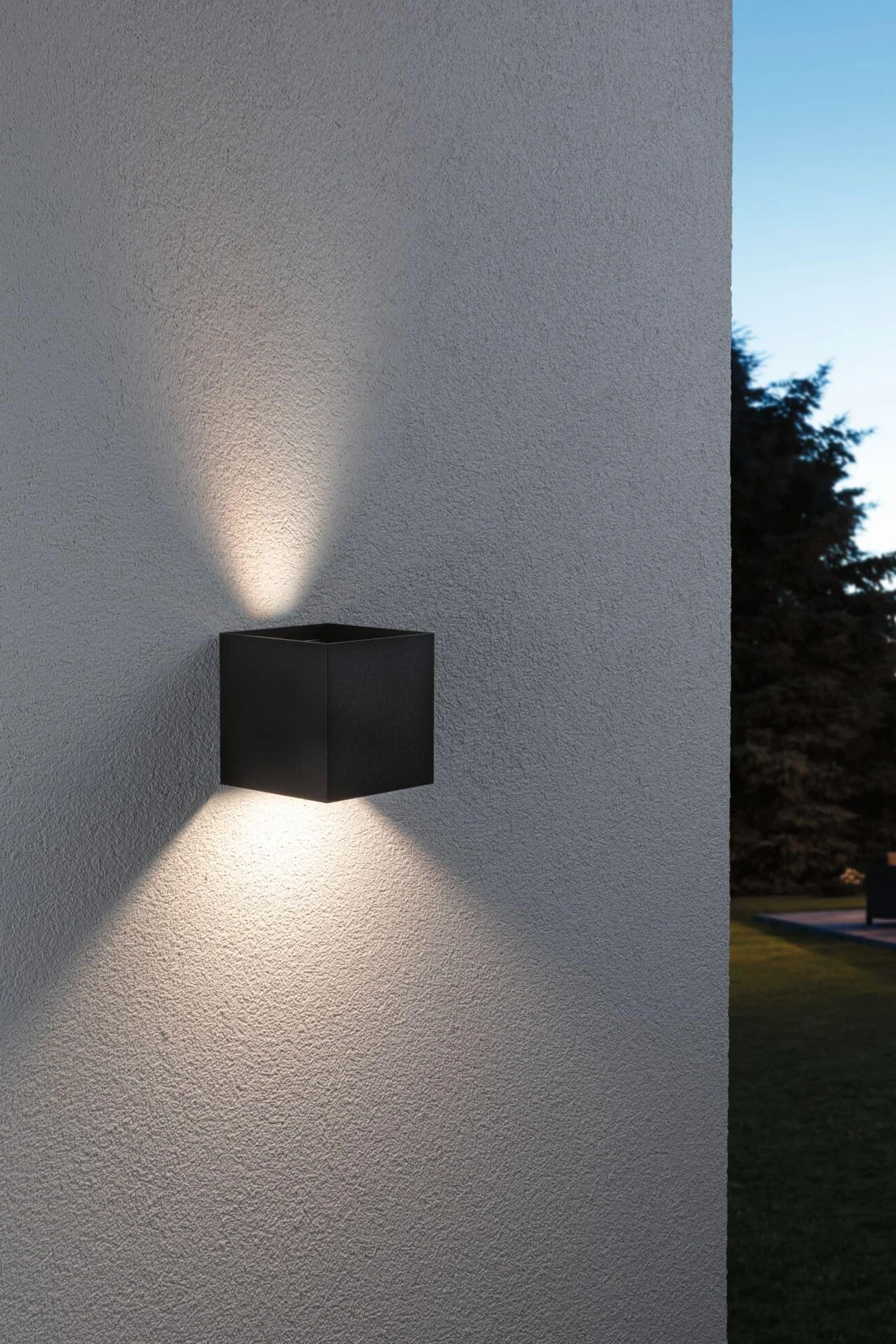 Paulmann 94847 LED oprawa na ścianę zewnętrzną Cybo IP44 2x2,5W 2x150lm ściemniania 100x100mm antracyt aluminium RGBW