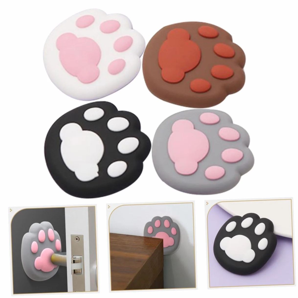 WOONEKY 4kawałki Ochraniacz Do Drzwi Silikonowy Paw Shape Stoper Ścianę Ochrona Gałek Drzwi Cichych Naklejek