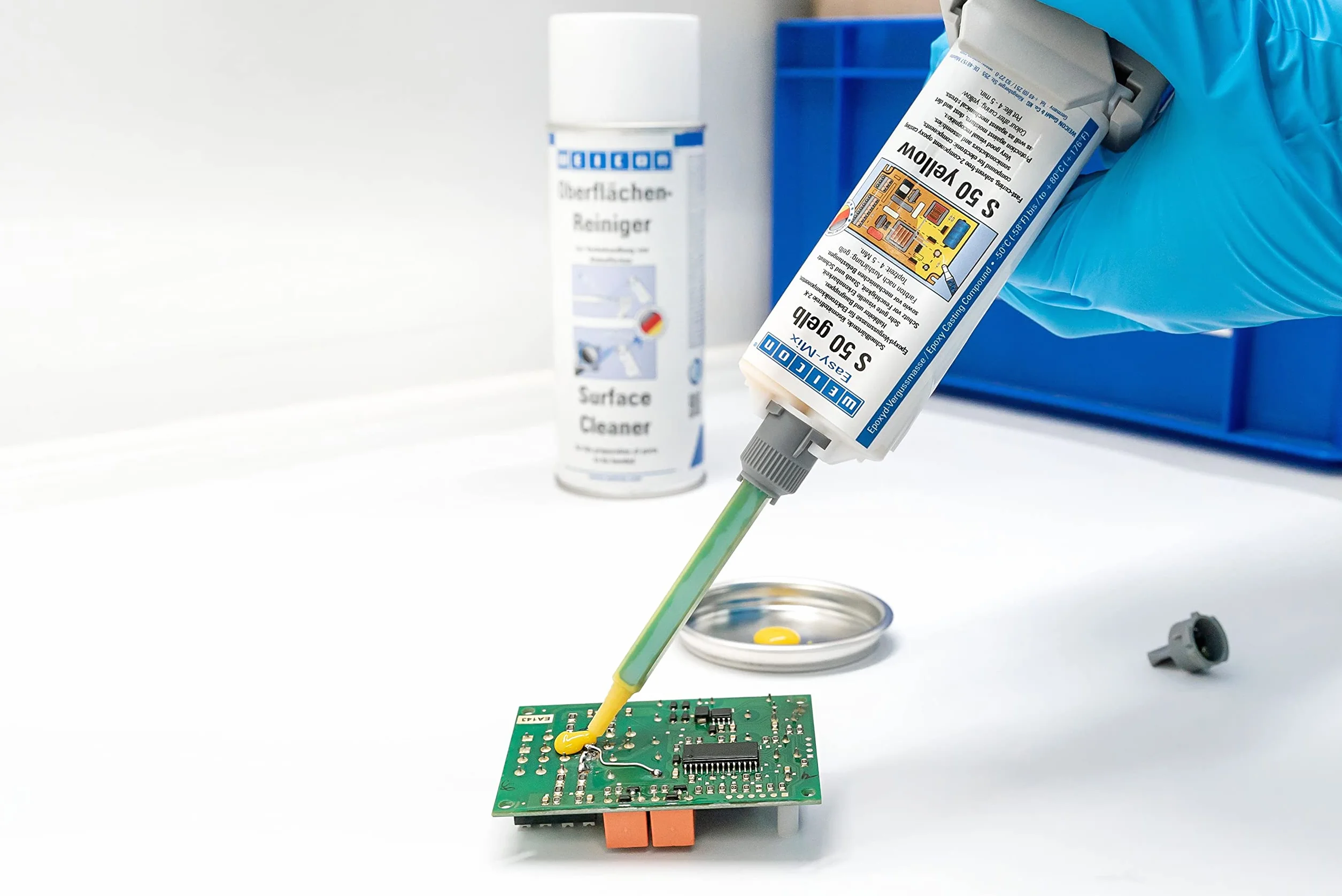Weicon 10651050 Easy-Mix S 50 żółta, 2-K epoksydowa masa odlewnicza do komponentów elektronicznych