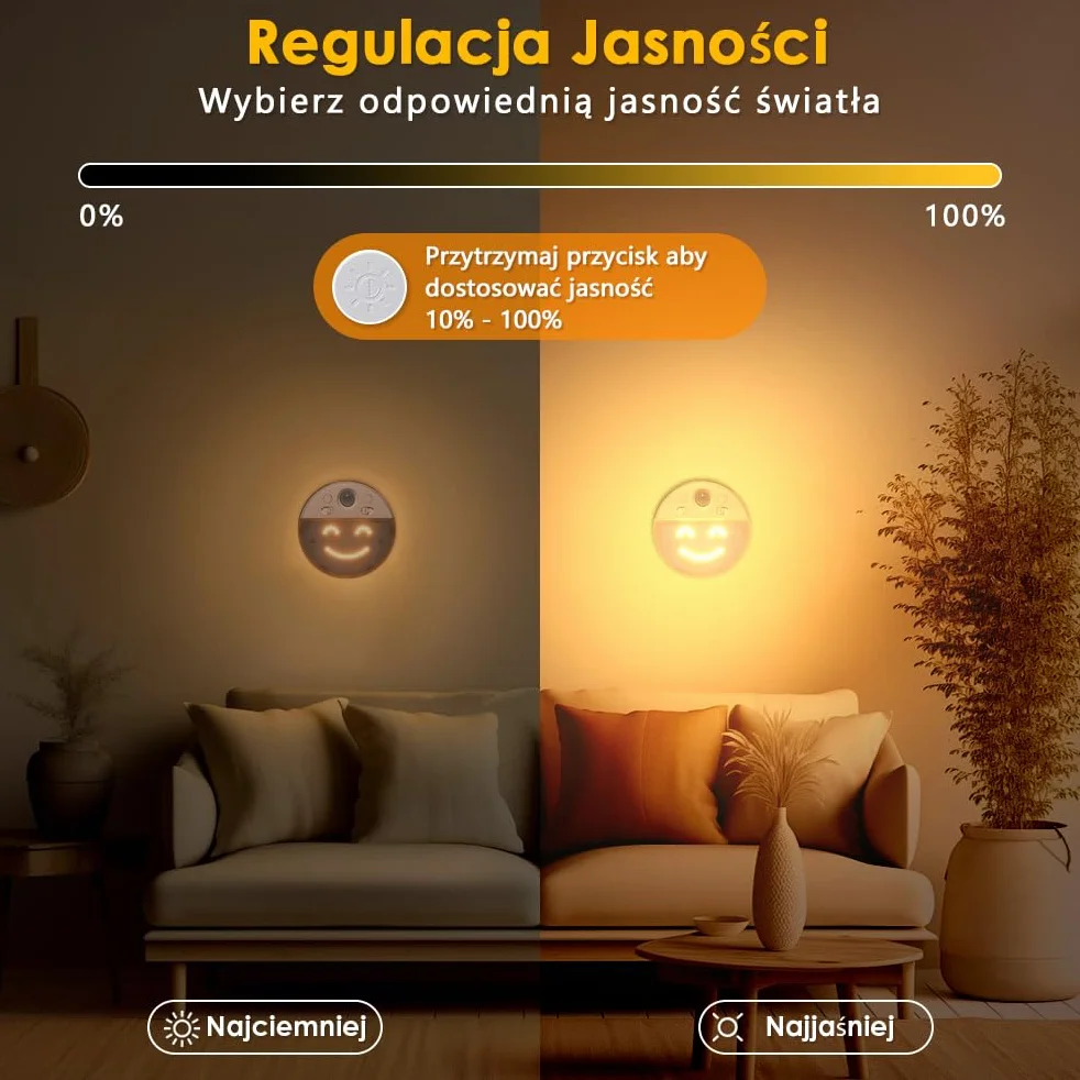 Lampka Nocna z Czujnikiem Ruchu OUSFOT 63 Diody LED Ładowalna 2 Sztuki
