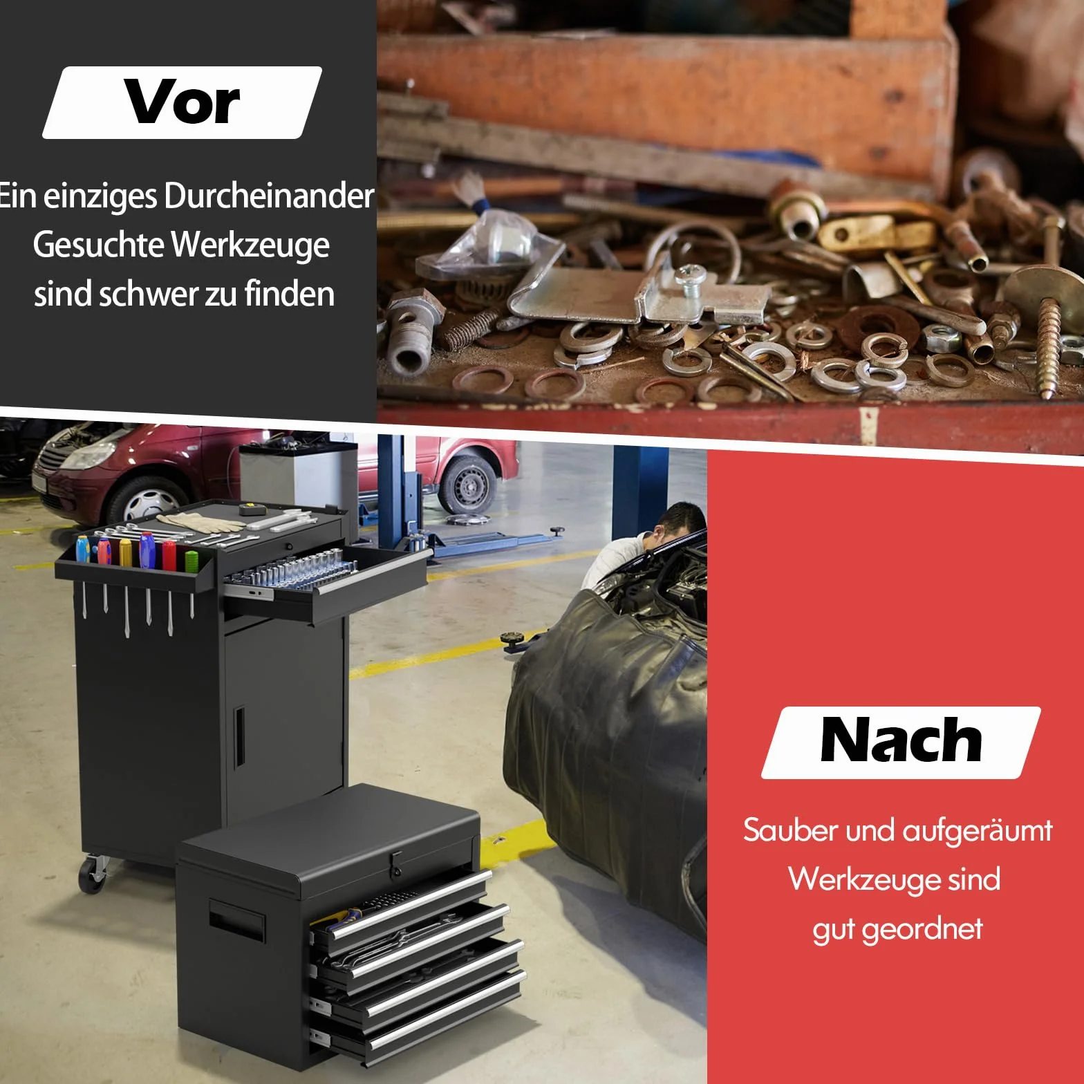COSTWAY Wózek warsztatowy 2 w 1 metalowy zamykany udźwig 100 kg 8 półek
