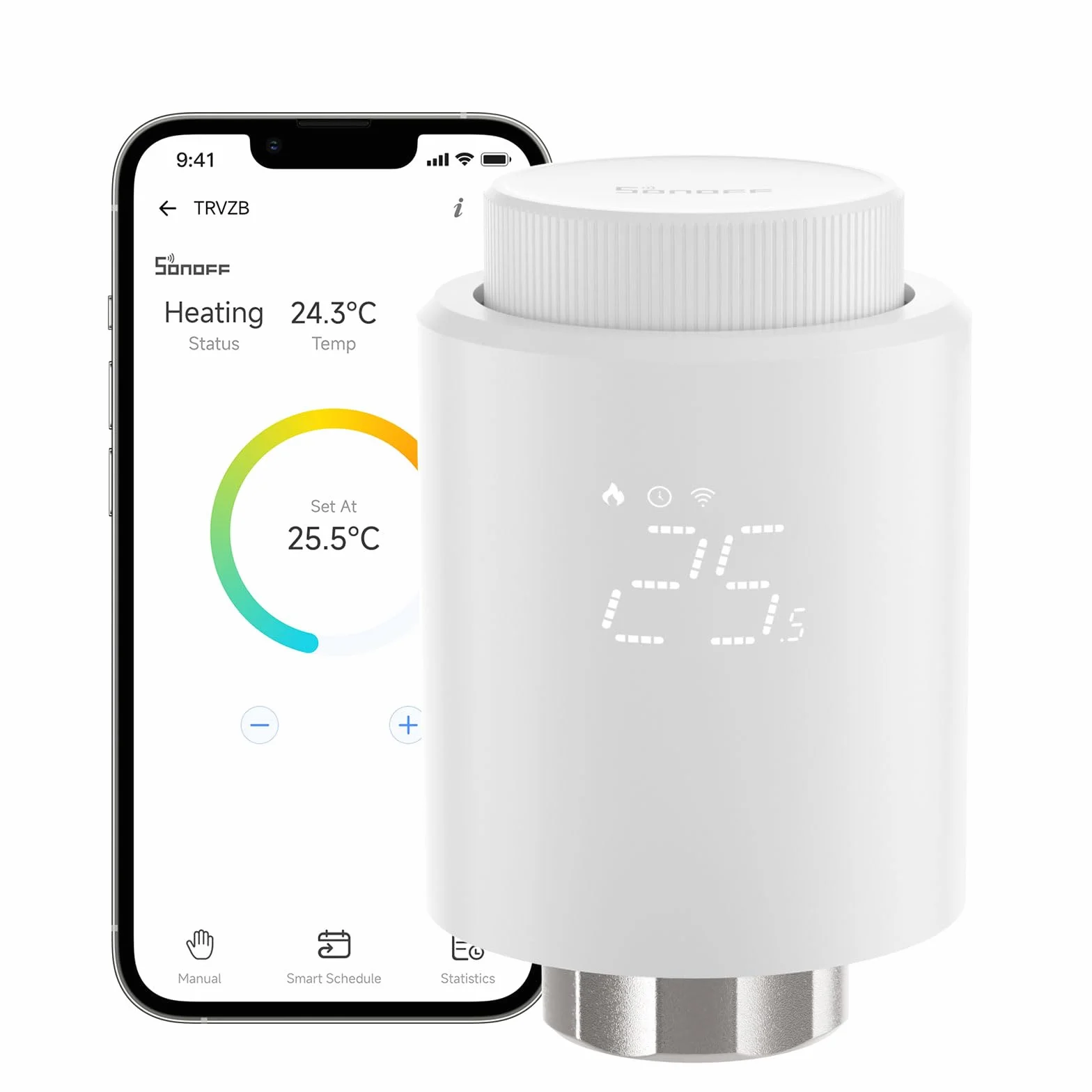 SONOFF Zigbee Inteligentna głowica termostatyczna do zaworu grzejnika 1 szt. Regulator temperatury, wyświetlacz LED