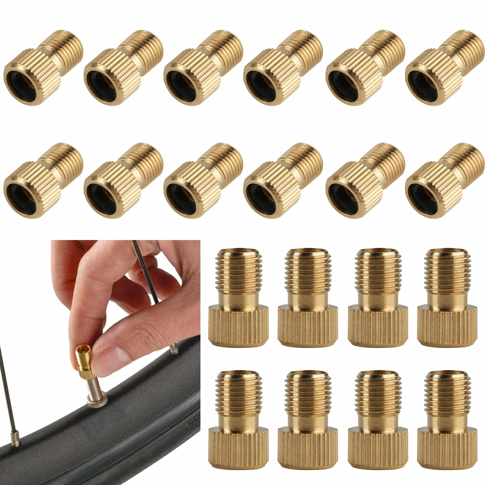 Adapter do wentylu francuskiego, rowerowego i samochodowego z pierścieniem uszczelniającym DV SV na AV, 20 sztuk