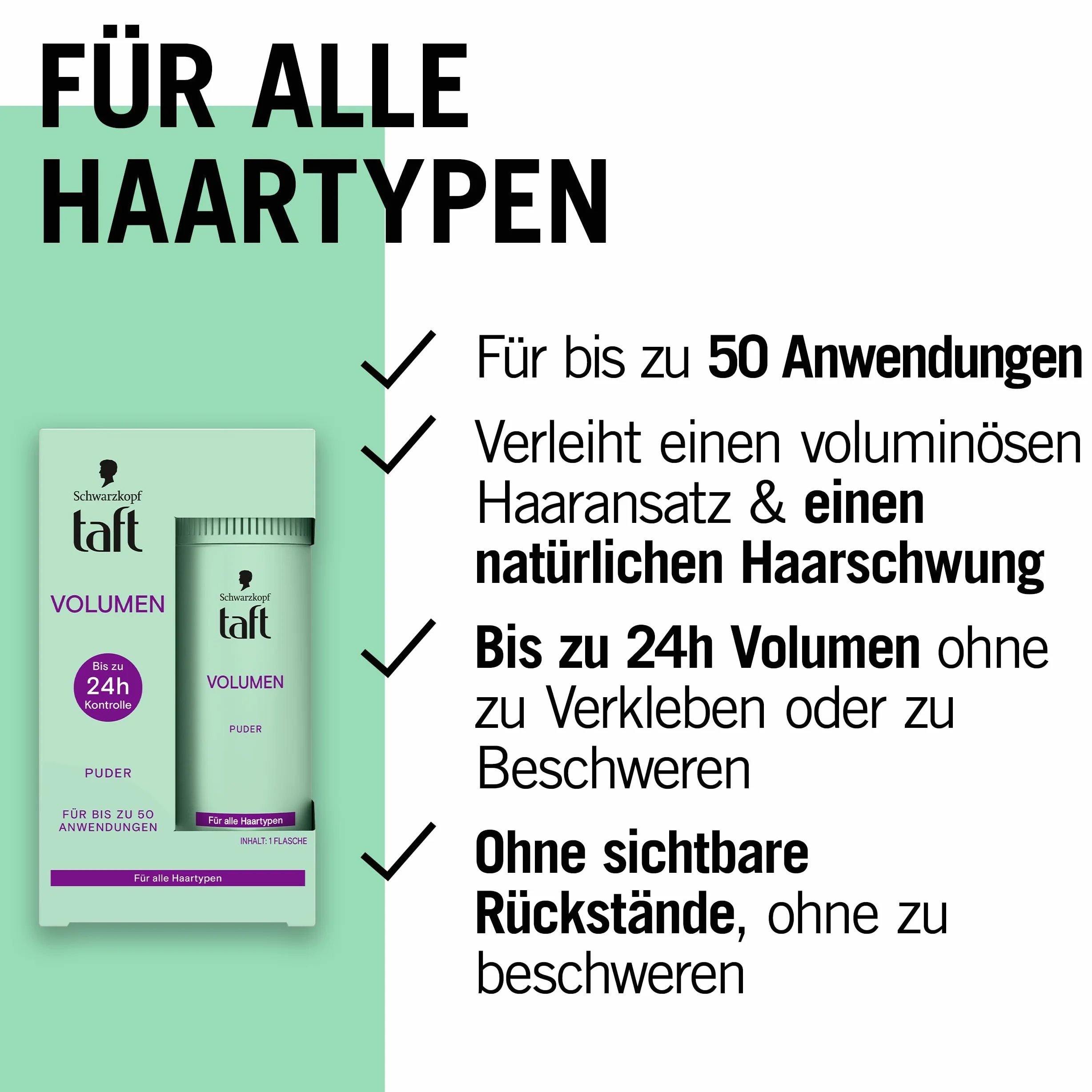 Schwarzkopf Taft puder do stylizacji włosów, objętość (10 g), puder do włosów o pełnych wyglądzie, do 50 zastosowań, wegański puder do stylizacji.