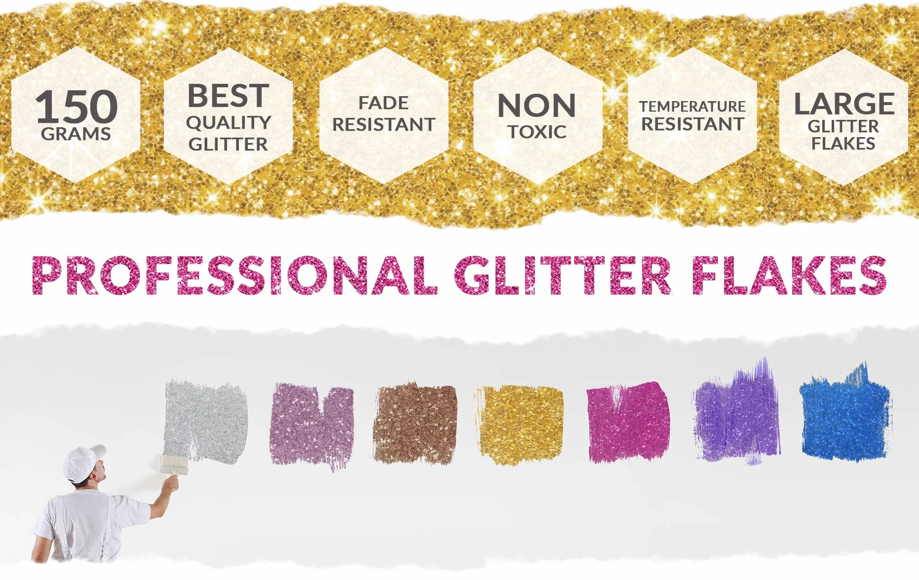 My Glitter Wall Glitter 150G Złoty do farby emulsyjnej, błyszczące dekoracje ścienne