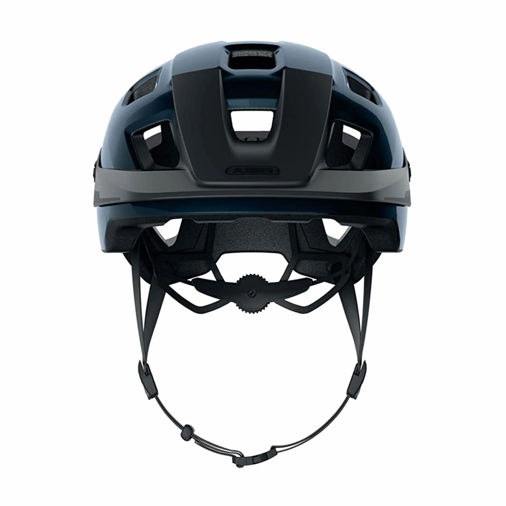 ABUS Kask MTB MoTrip – wytrzymały kask rowerowy z daszkiem o regulowanej wysokości dla rowerzystów górskich – indywidualne dopasowanie – unisex – niebieski błyszczący, rozmiar L