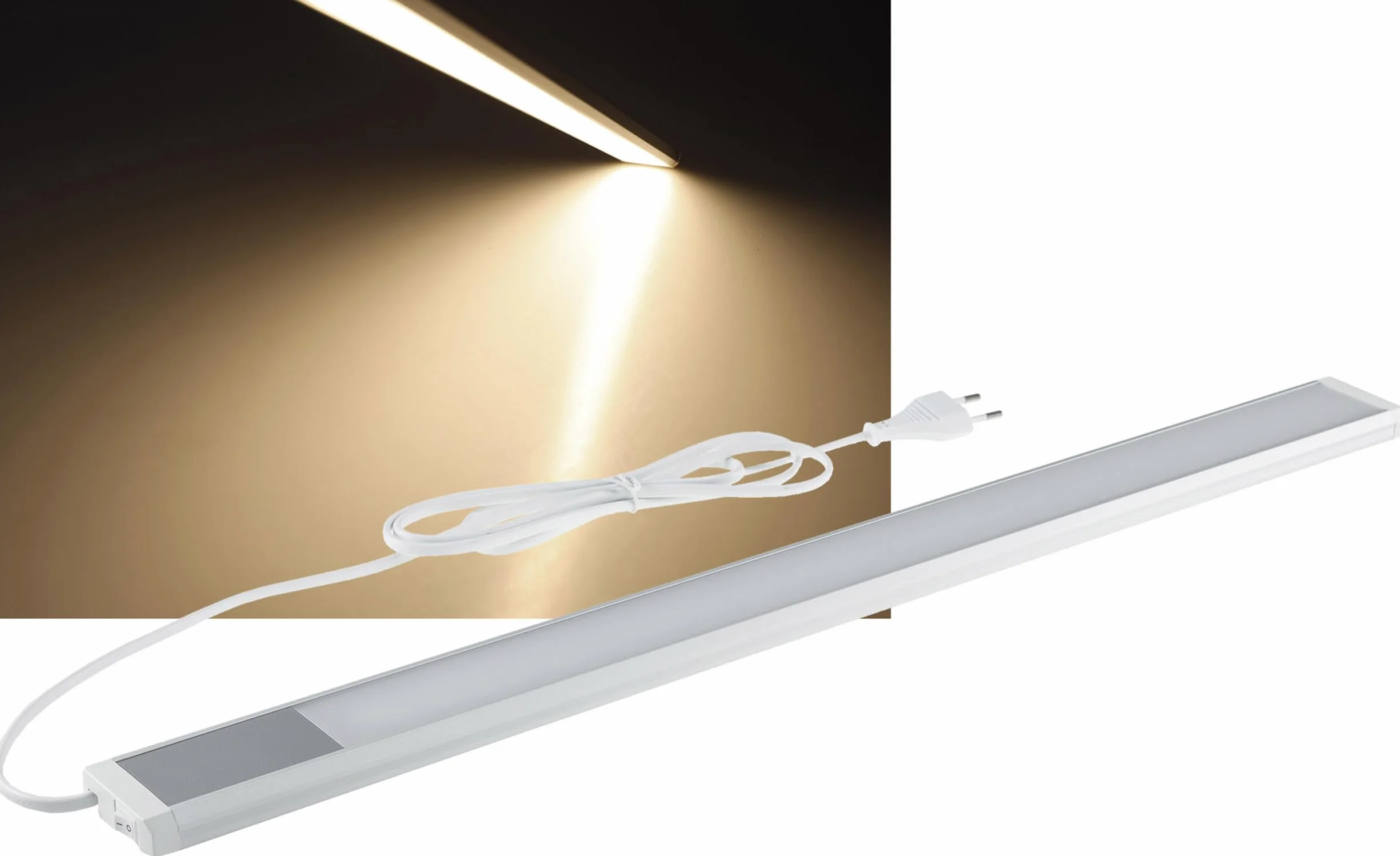 Listwa oświetleniowa podszafkowa LED 60cm 10W 1280 lumenów 230V 1,5m kabel z włącznikiem światło ciepłobiałe