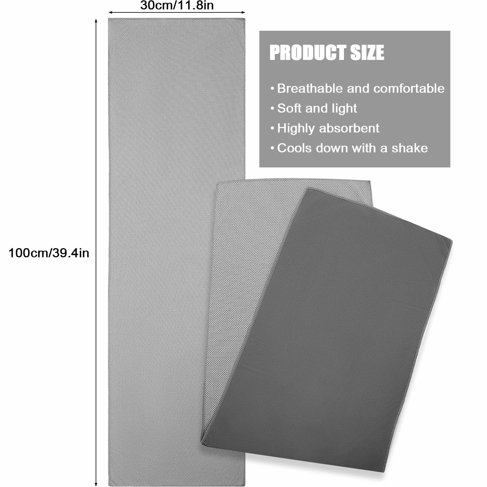 4 Szt. Ręczniki Mikrofibrowe - Ręcznik Podróżny - Ręcznik Chłodzący, 100 × 30 cm, Mikrofibra, Silna Chłonność, Szybkie Chłodzenie, Łatwy do Przenoszenia, do Sportu, Fitnessu, Podróży