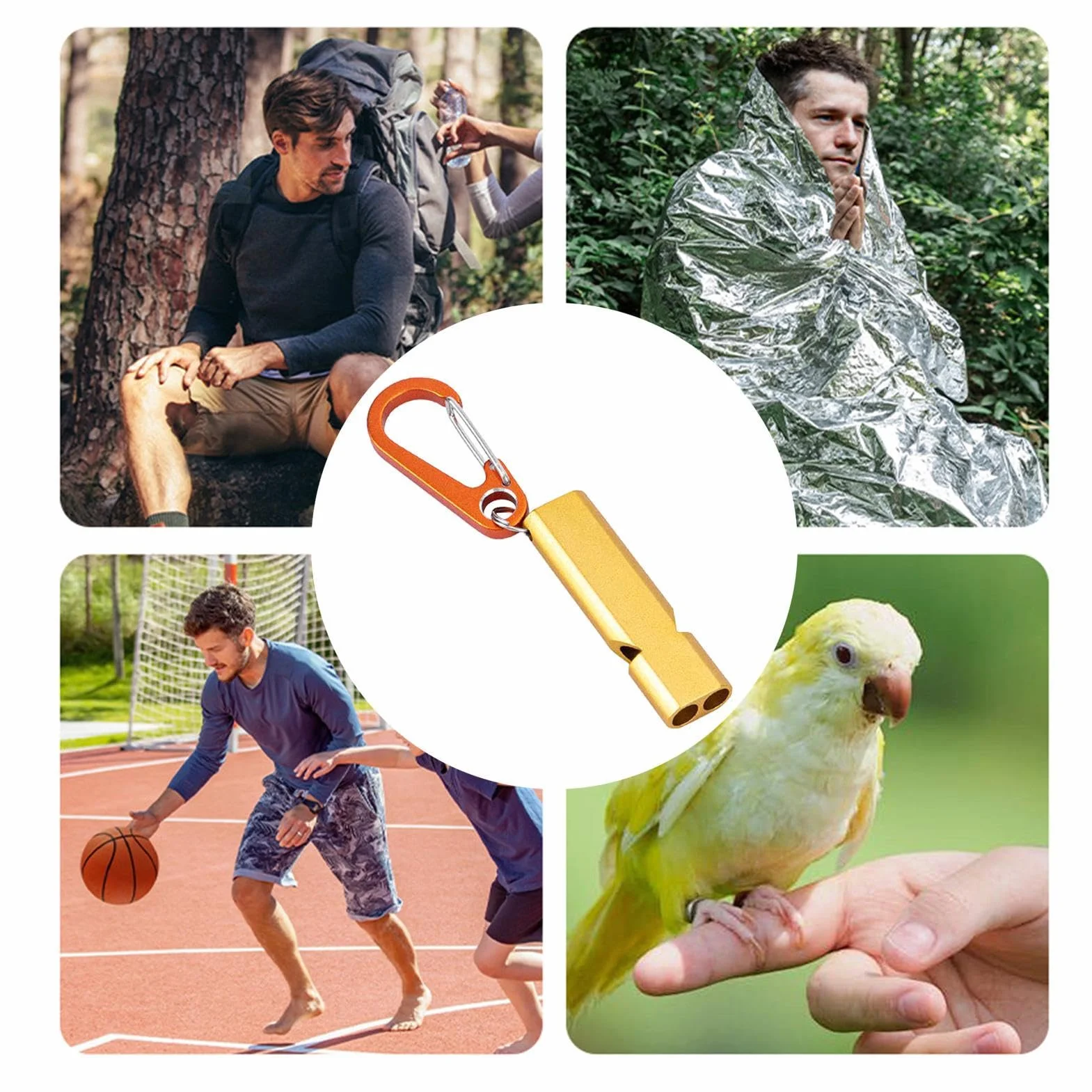 Outdoor Safety Whistle, Mountain Whistle, High Decibel Whistles, Compact Portable, Double Tube Safety Whistle for Hiking, Camping, Fishing, High Decibel, 5.3x1.4cm