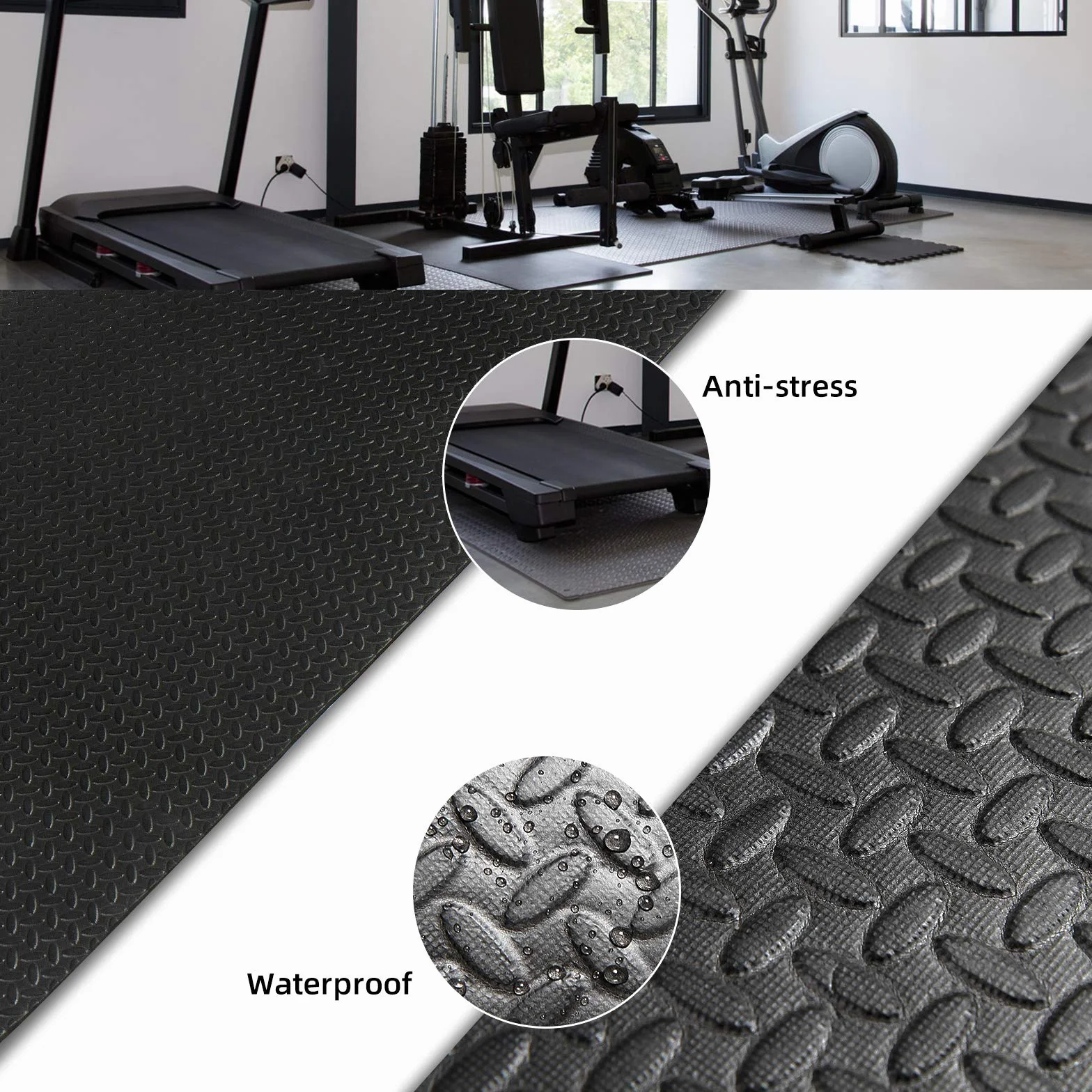 CCLIFE Mata podłogowa, mata podłogowa, sprzęt fitness, mata sportowa, mata ochronna, mata do fitnessu, mata EVA, 237 x 117 x 0,7 cm