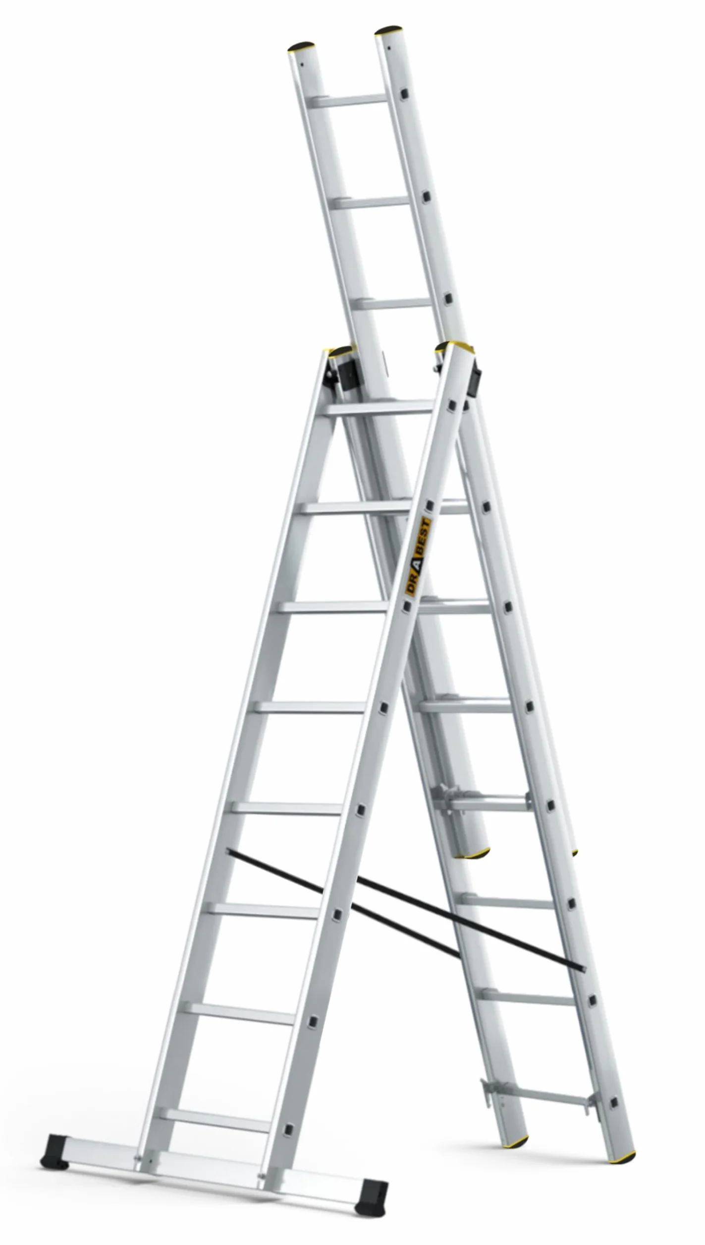Drabest SERIA PRO 3x8 Aluminiowa Drabina Wielozadaniowa Trzysekcyjna 150 KG 45 x 409 x 16 cm