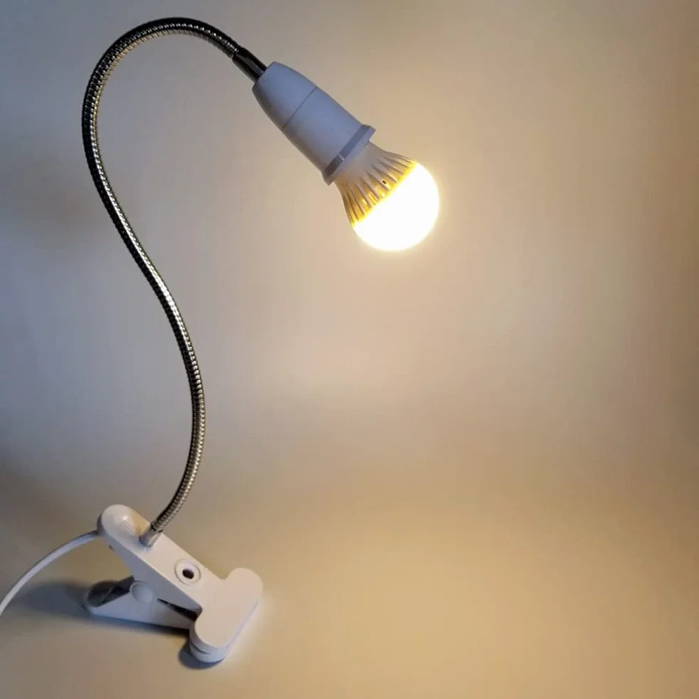 TIMESETL Lampa z klipsem E27 2 szt. 45 W regulowana 360° gęsia szyja biurkowa z zaciskiem