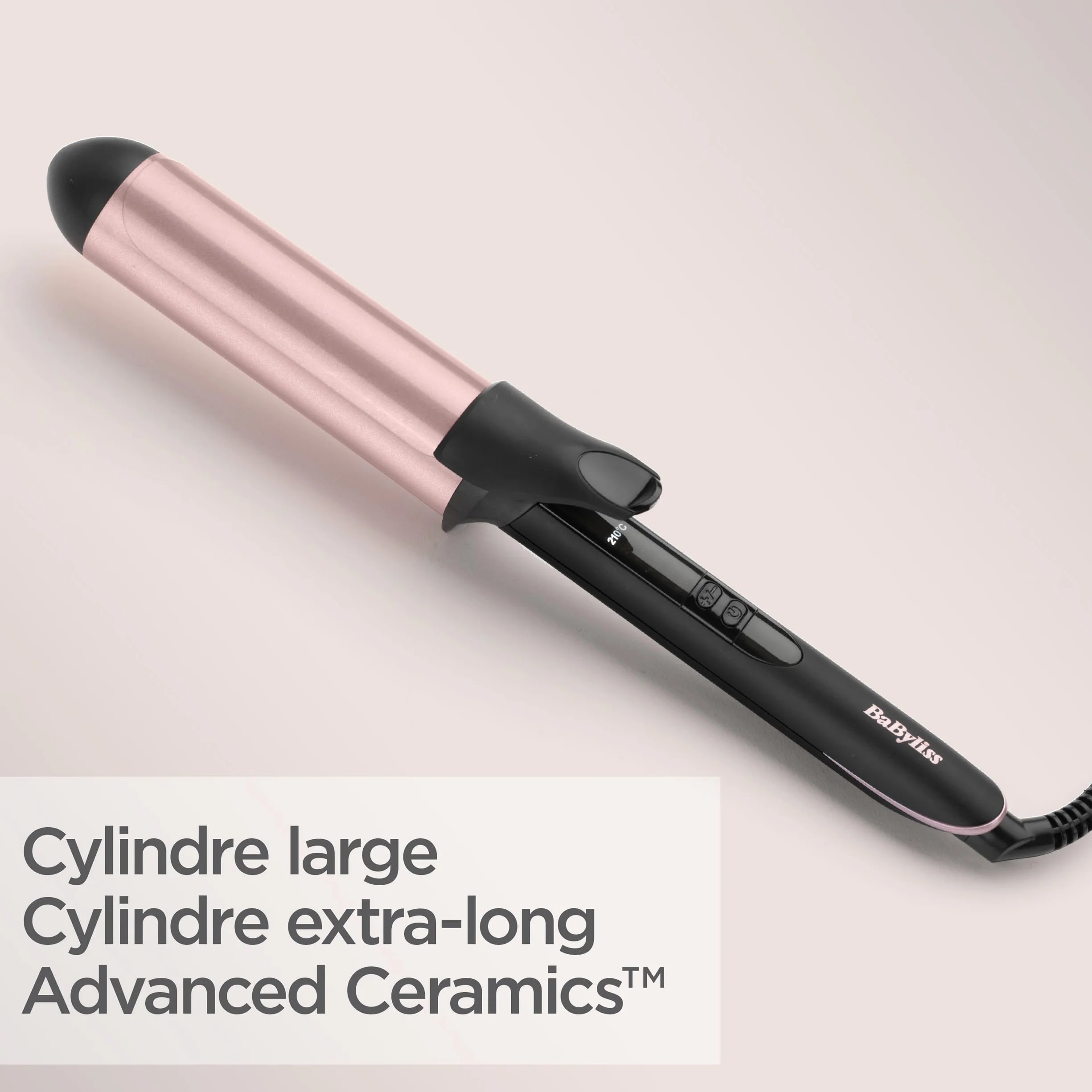 BaByliss Lokówka do włosów 38mm C453E Ceramiczny uchwyt z kwarcem, z pincetą, 6 Temperatury 160°C do 210°C Trwałe loki, Zimna końcówka uchwytu, Rękawica w zestawie, Obrotowy kabel