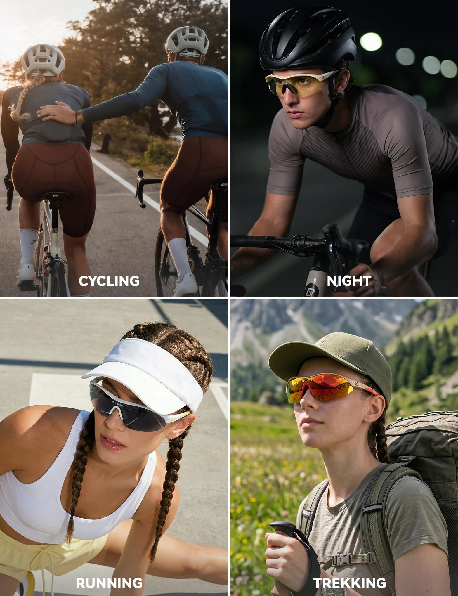 ROCKBROS Polaryzacyjne okulary rowerowe dla mężczyzn i kobiet z 3 wymiennymi soczewkami 23 g, ultralekkie okulary sportowe, szybka wymiana, regulowana nakładka na nos UV400, do biegania, jazdy