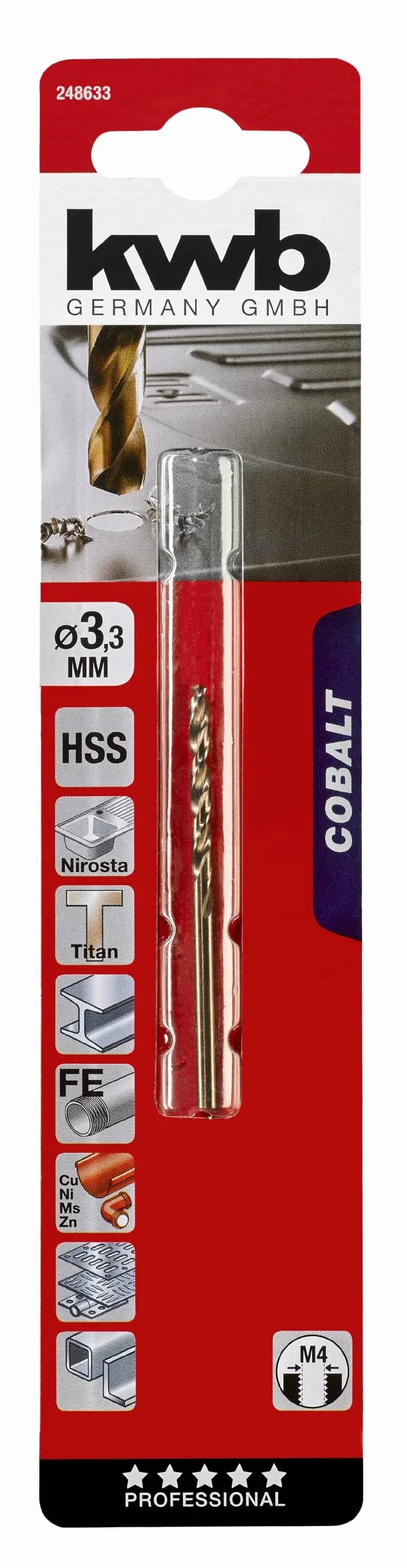 Kwb HSS-E wiertło do metalu 3,3 mm DIN 338