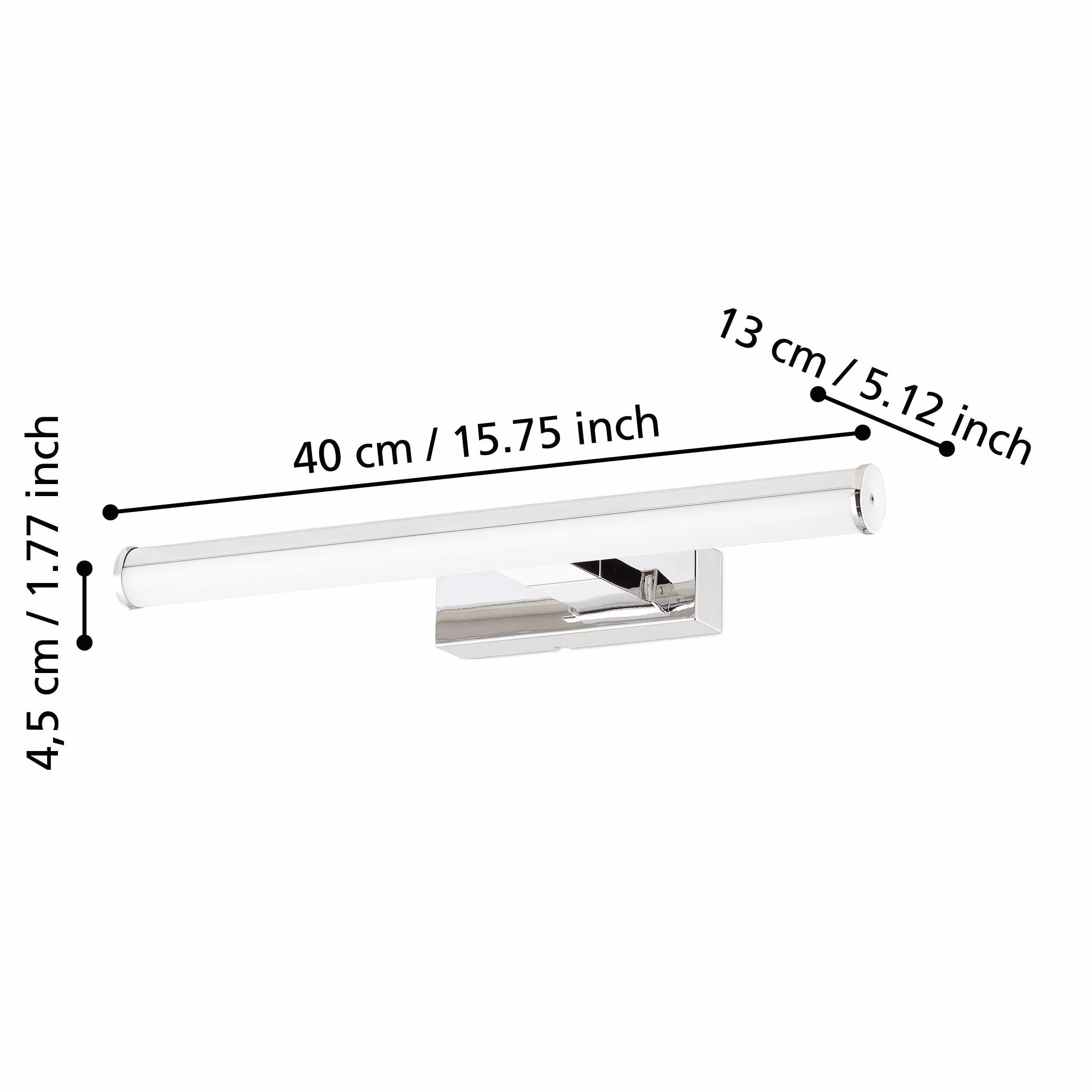EGLO Lampa ścienna LED Vadumi, nad lustro, łazienkowa, chrom, biała, IP44, dł. 40 cm