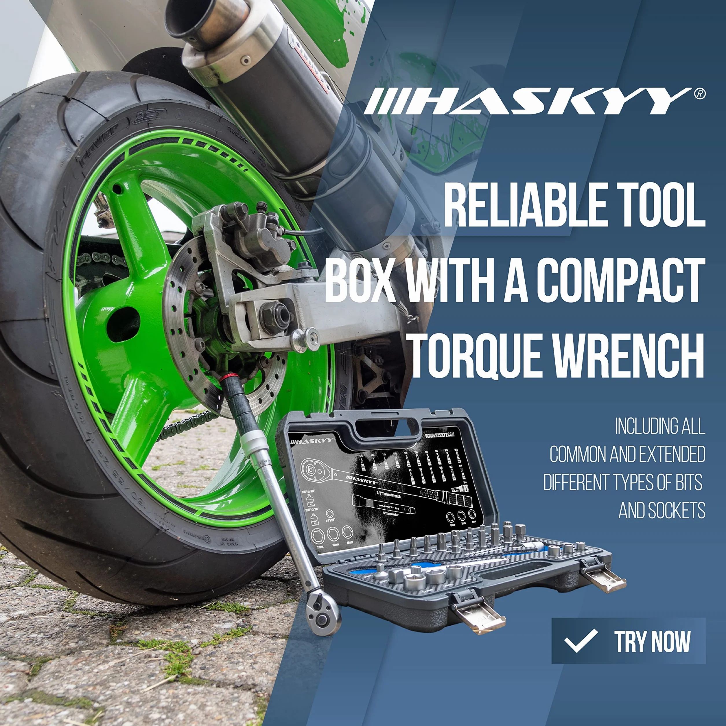 HASKYY Zestaw kluczy dynamometrycznych 3/8" 5-60 Nm do motocykli
