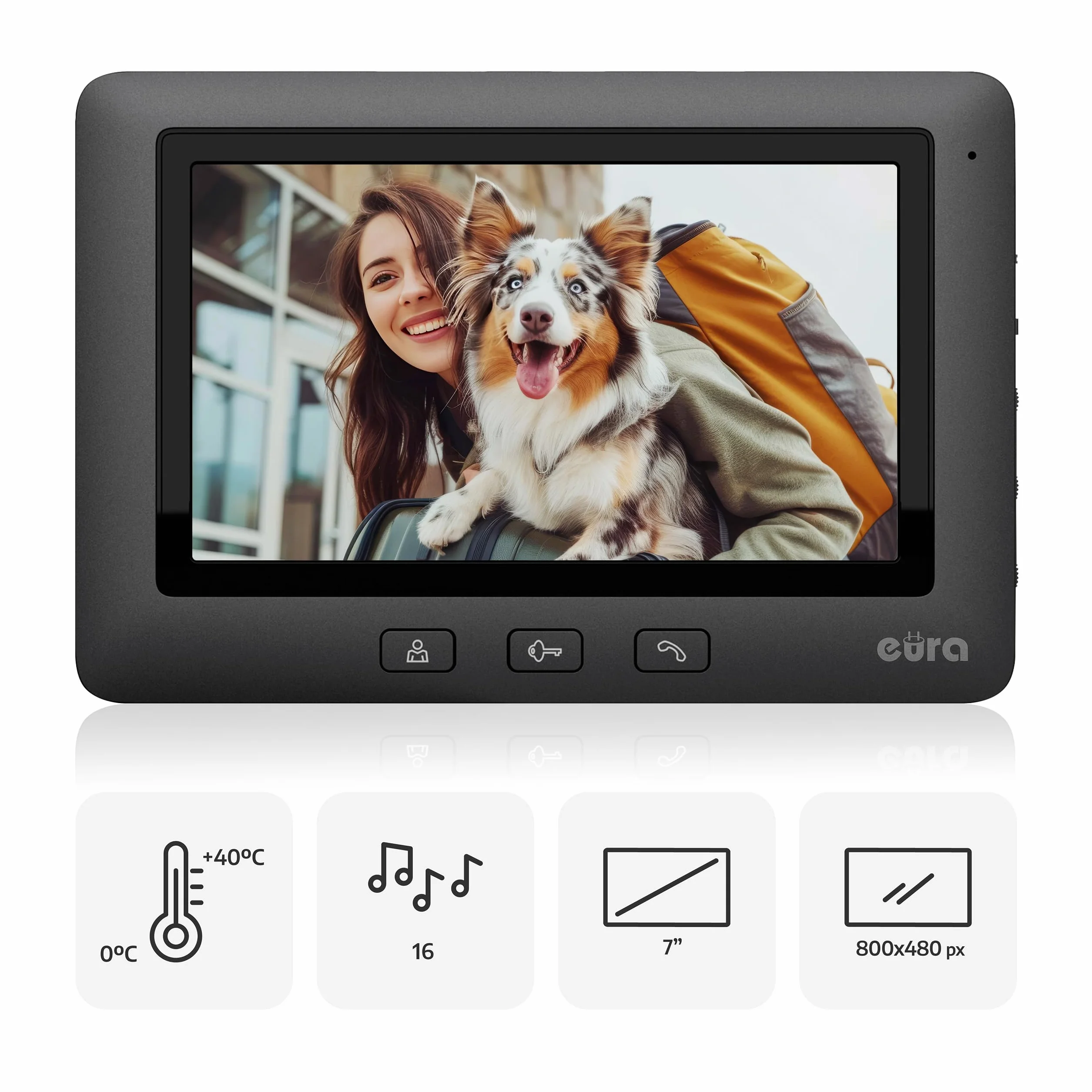 Eura VDP-45A3 Alpha wideodomofon 4-przewodowy 7-calowy kolorowy monitor czarny